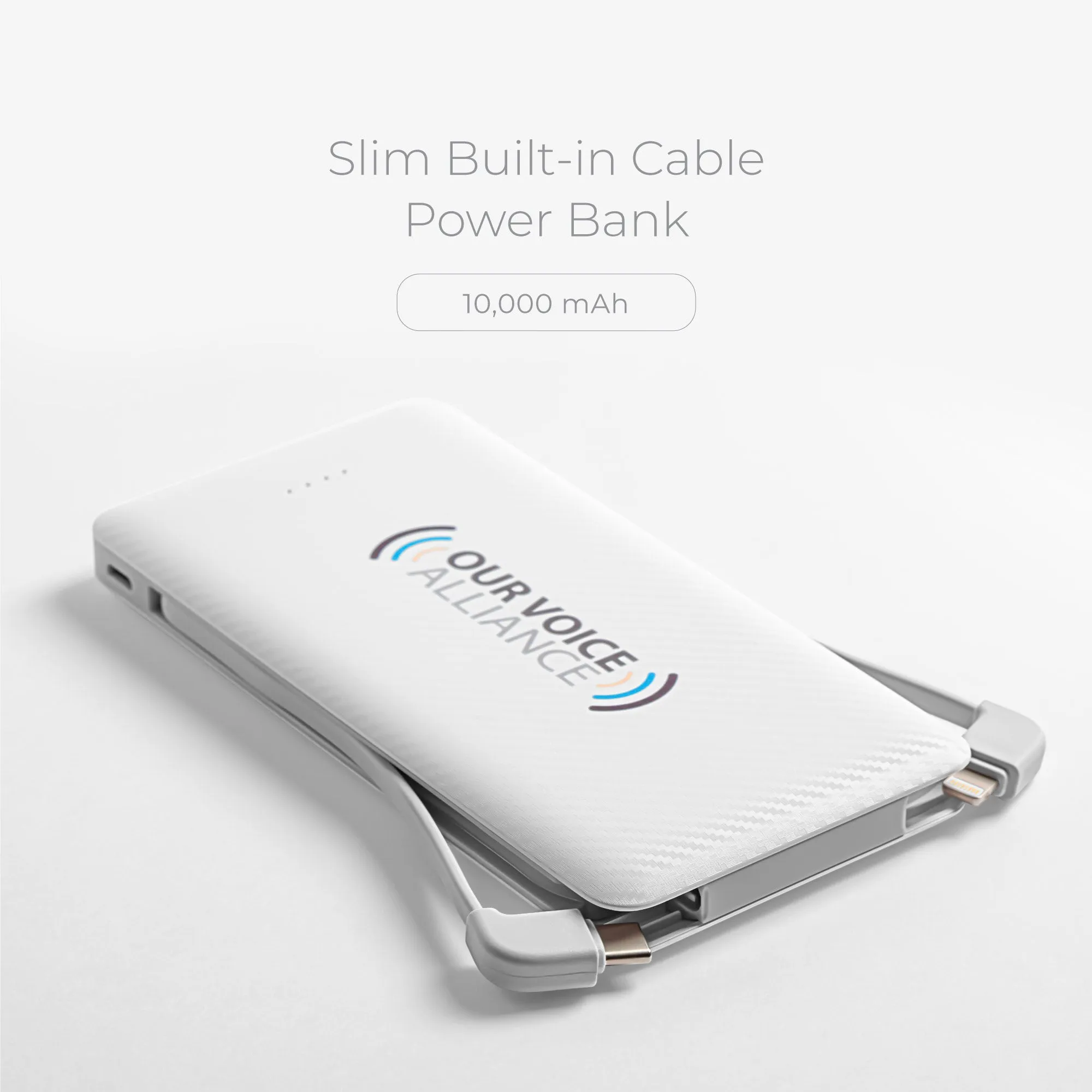 10,000 mAh Built in Cables Power Bank