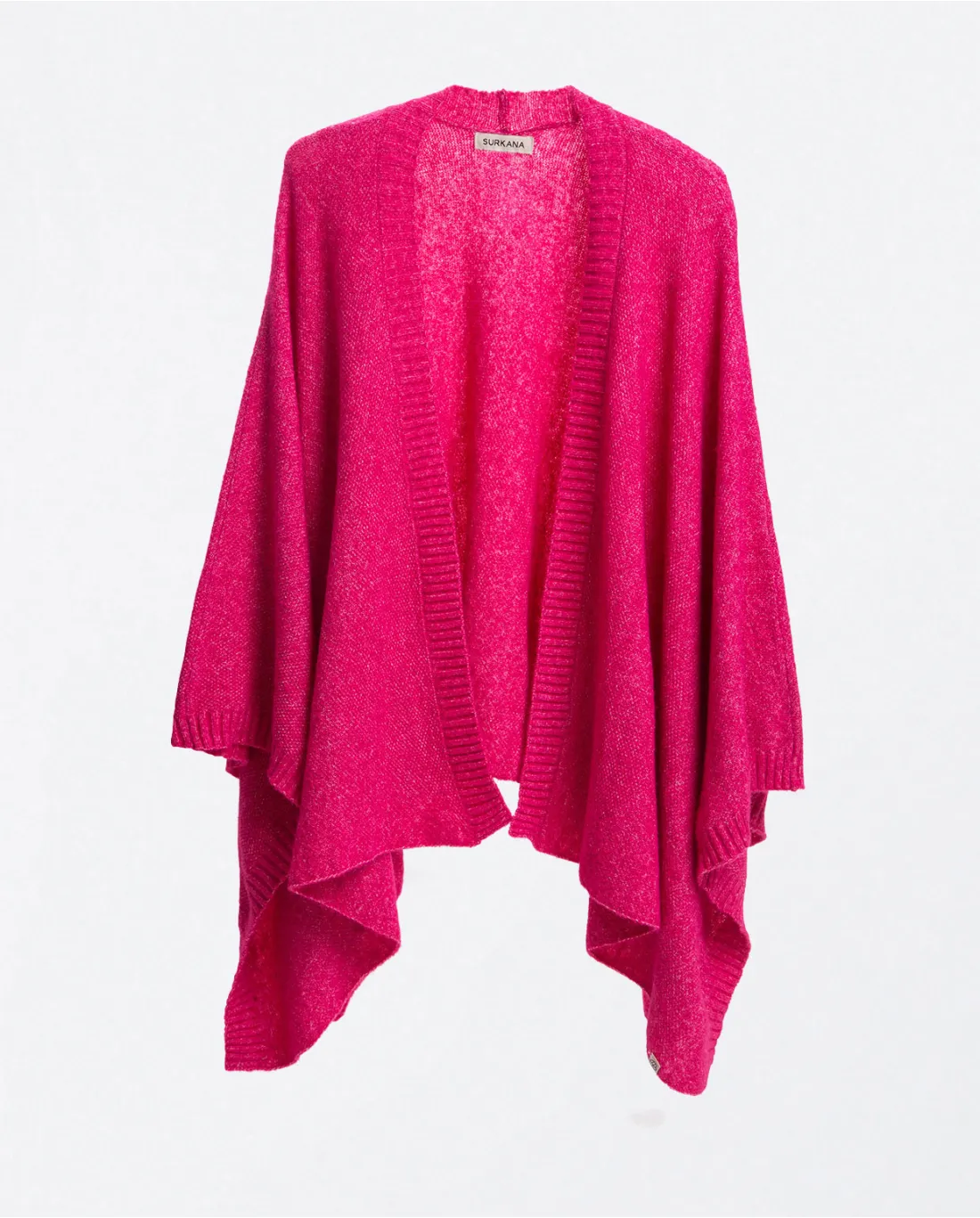 834- Open Knitted Poncho- Fuschia- Surkana