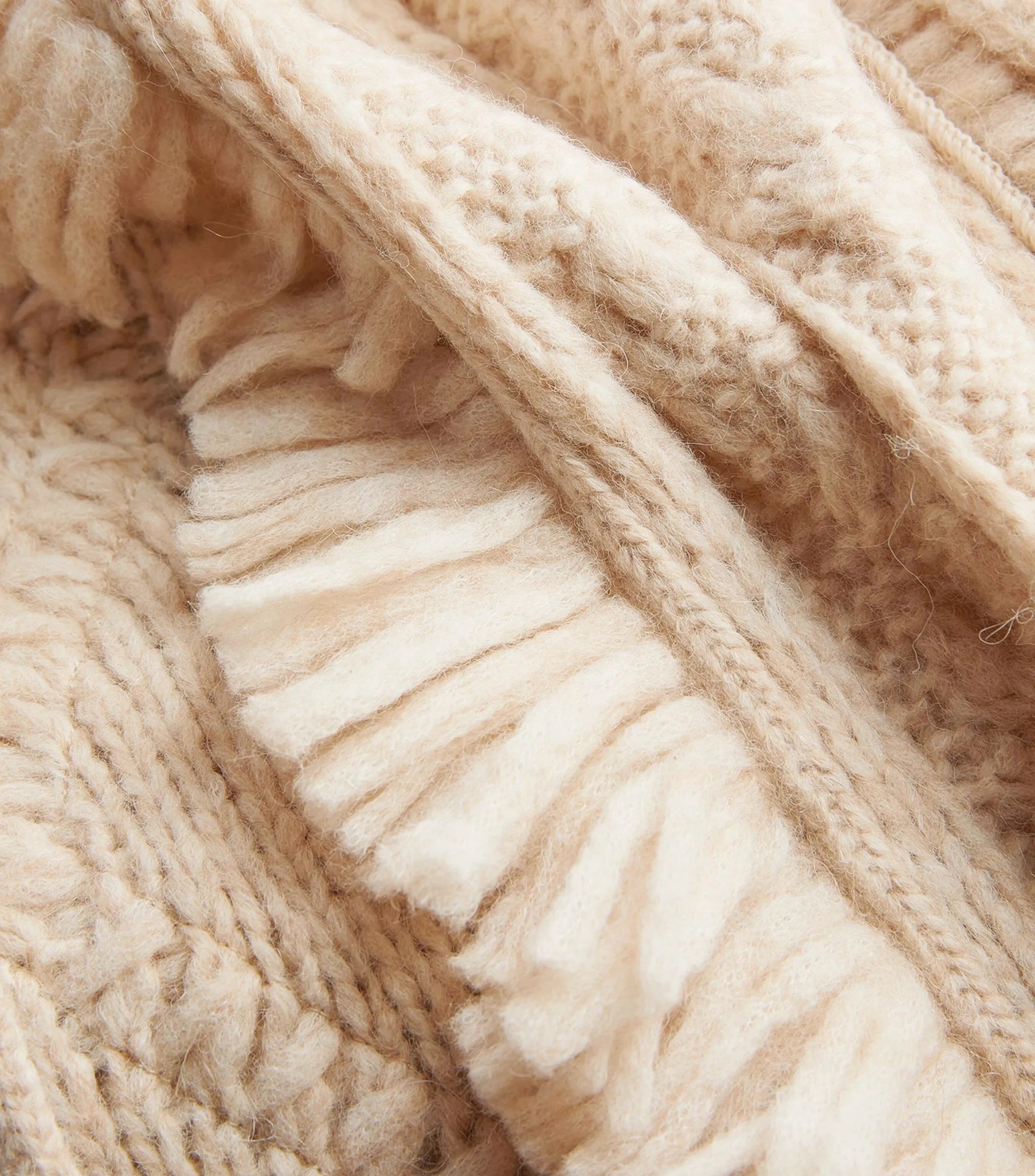 ALANUI  |SALAR DE UYUNI Alpaca Cable Knit Cardigan Shawl Belt Fringe