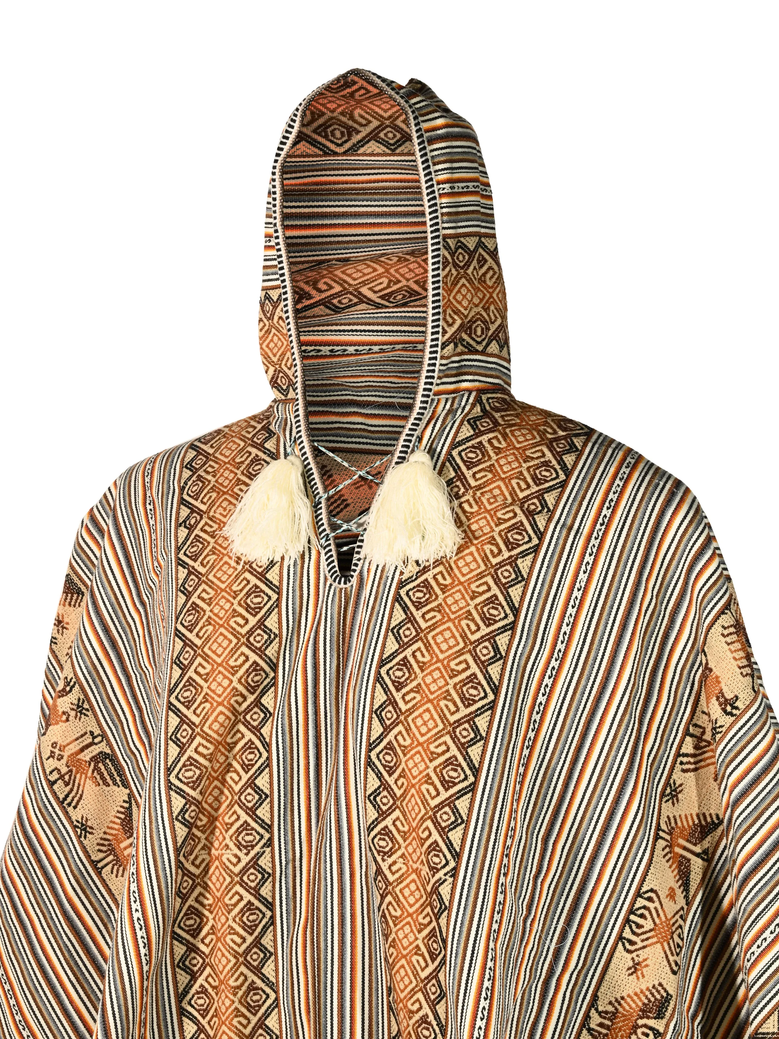 Allpa Hooded Peruvian Poncho - Cream