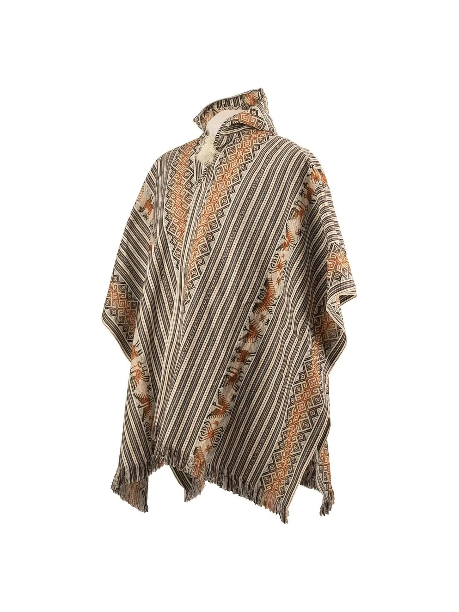 Allpa Hooded Peruvian Poncho - Cream