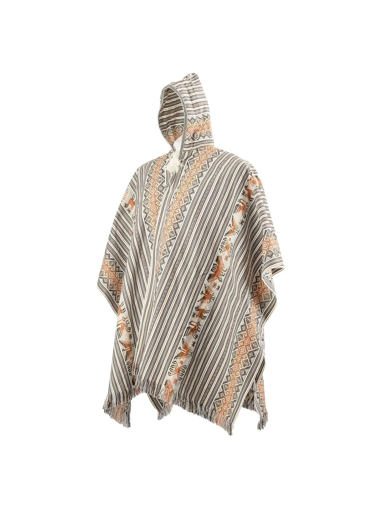 Allpa Hooded Peruvian Poncho - Cream