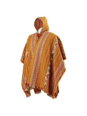 Allpa Hooded Peruvian Poncho - Orange