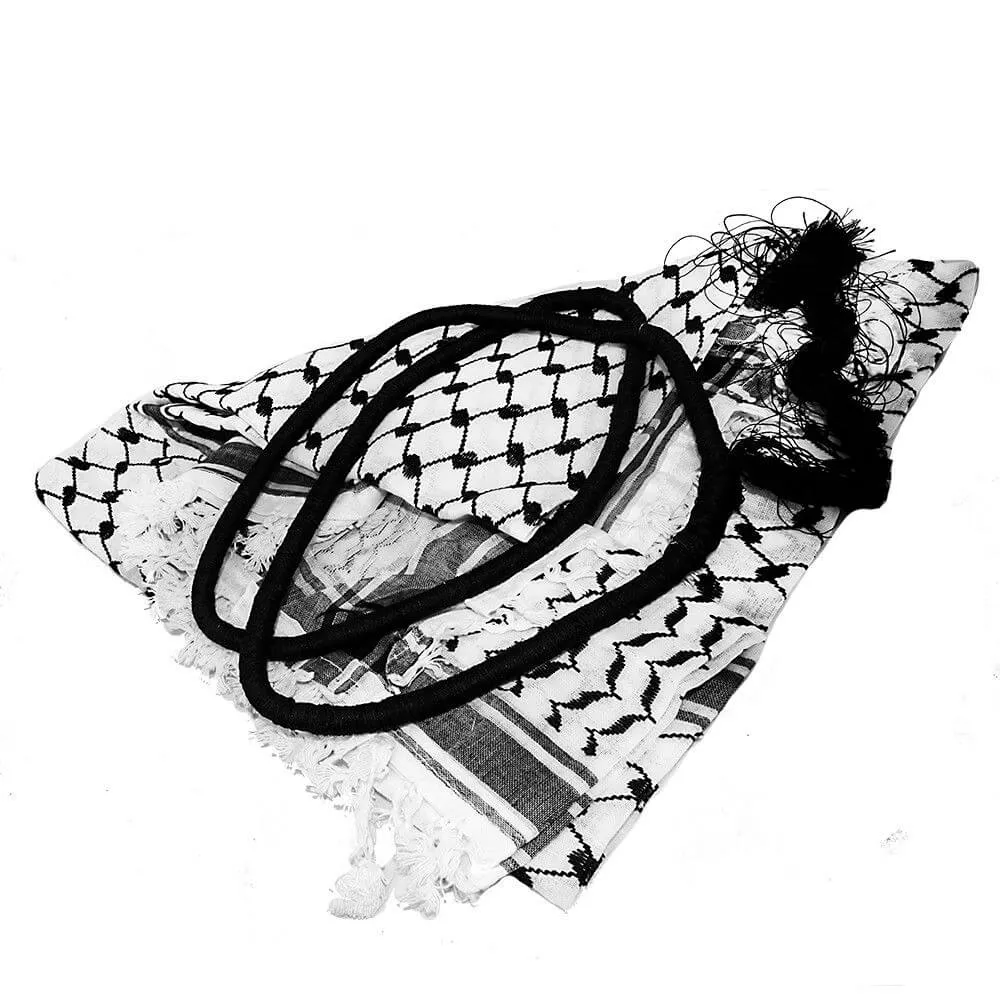 Arafat Arab Scarf Shawl Keffiyeh Kafiya Shemagh Palestine Set + Igal egal 50x50