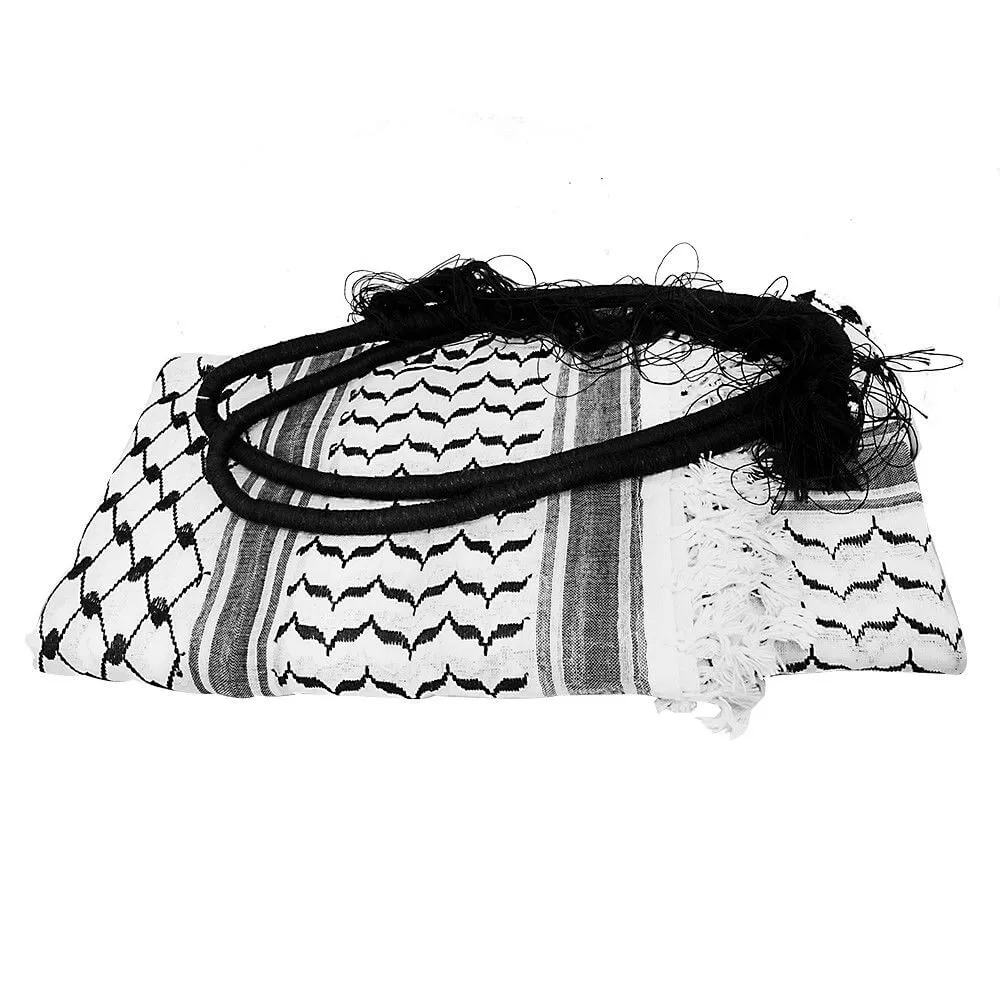 Arafat Arab Scarf Shawl Keffiyeh Kafiya Shemagh Palestine Set + Igal egal 50x50