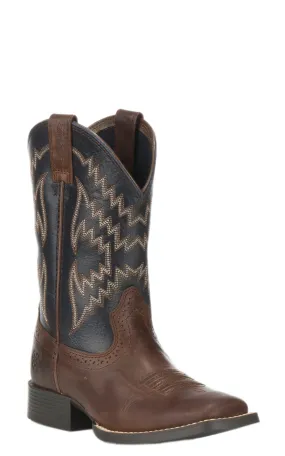 Ariat Kids Tycoon Brown with Arizona Sky Wide Square Toe Cowboy Boots