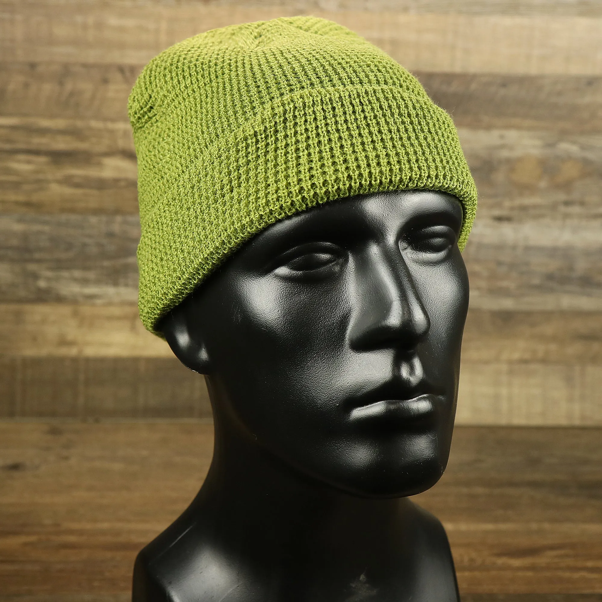 Army Green Fisherman Knit Cuffed Beanie