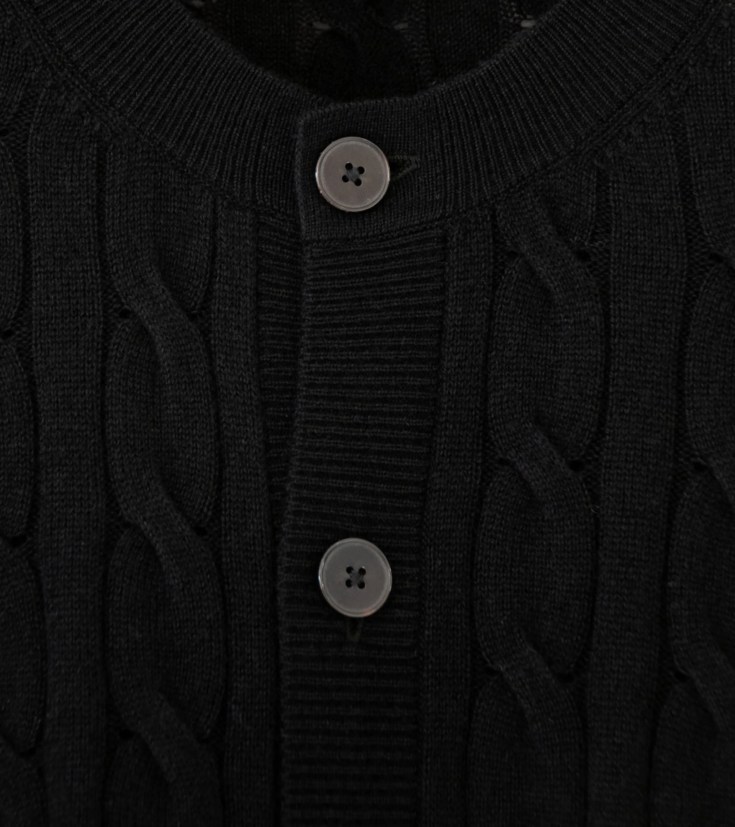 Auralee 'Super Fine Cashmere Silk Cable Knit Cardigan' (Black)