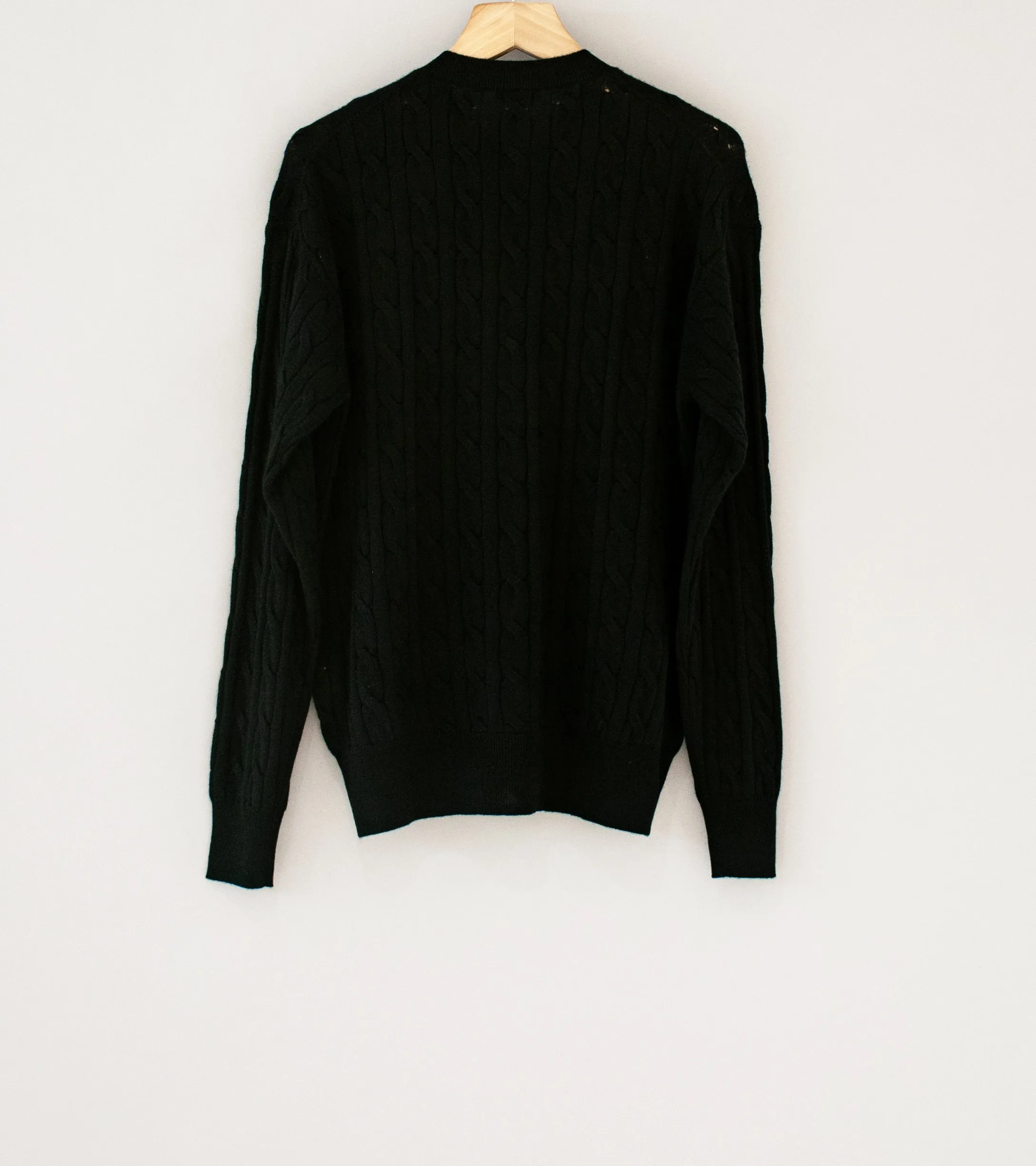 Auralee 'Super Fine Cashmere Silk Cable Knit Cardigan' (Black)