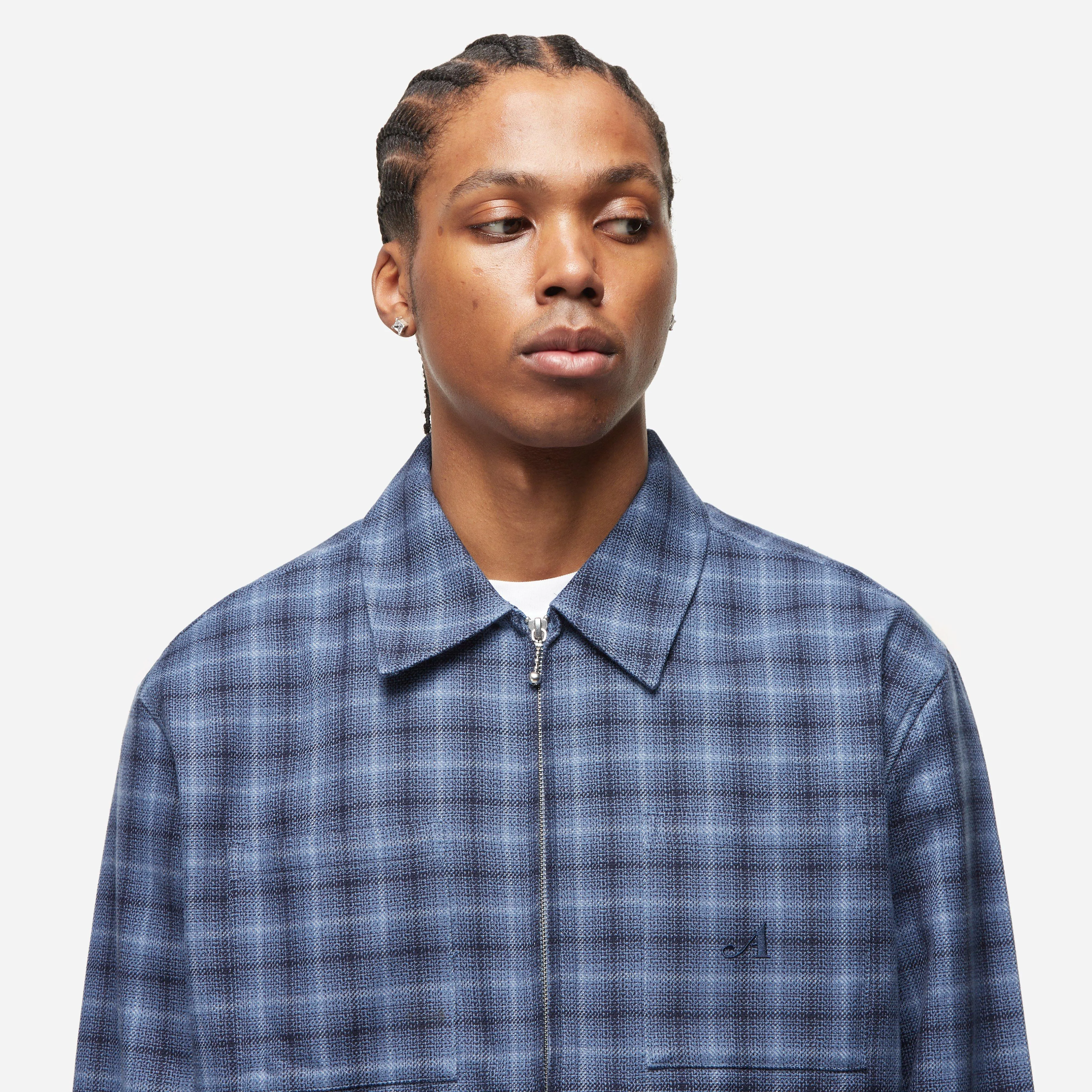 Awake NY Lightweight Plaid Zip Jacket Shirt