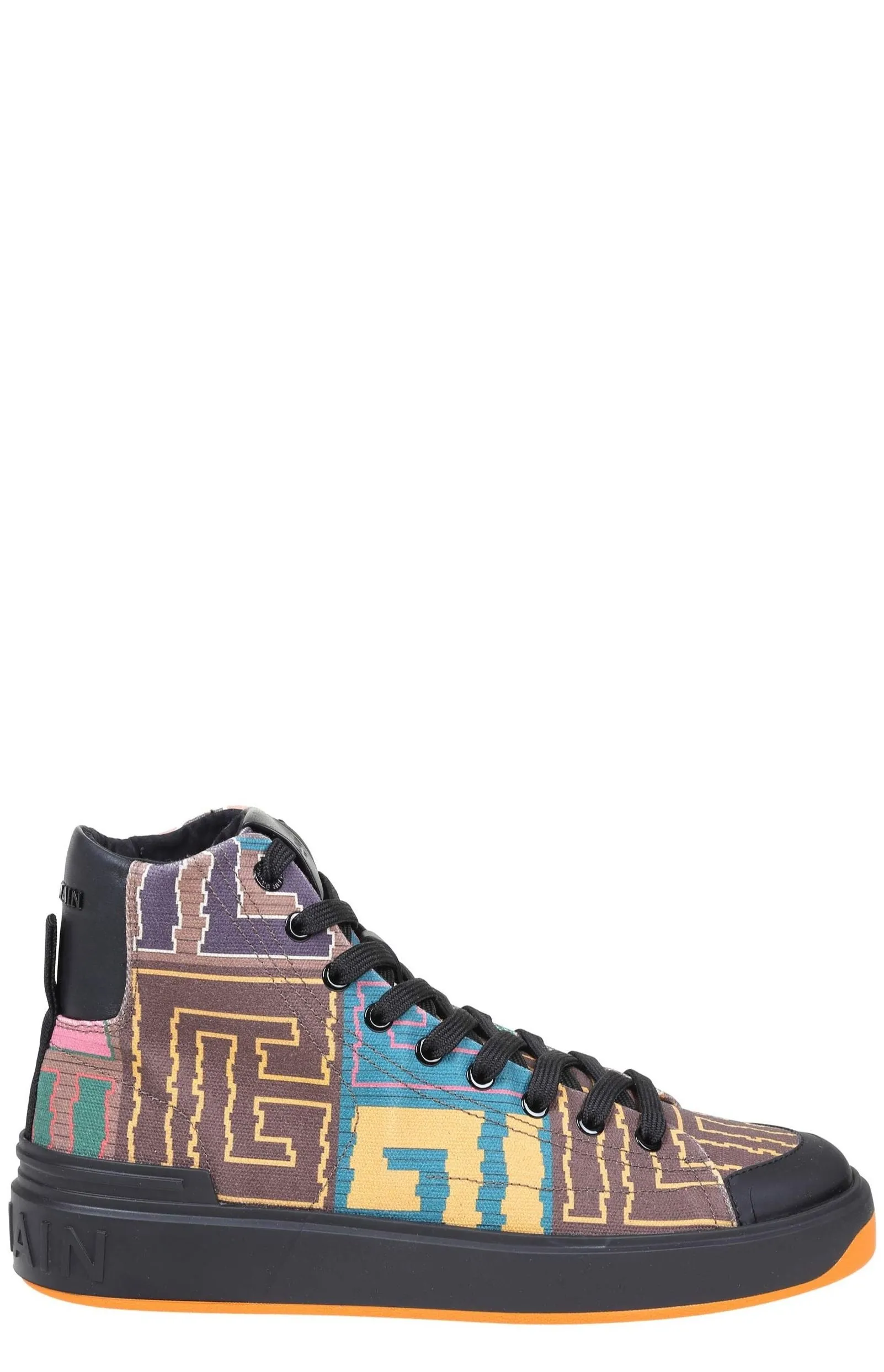 Balmain Monogram Pattern High-Top Sneakers