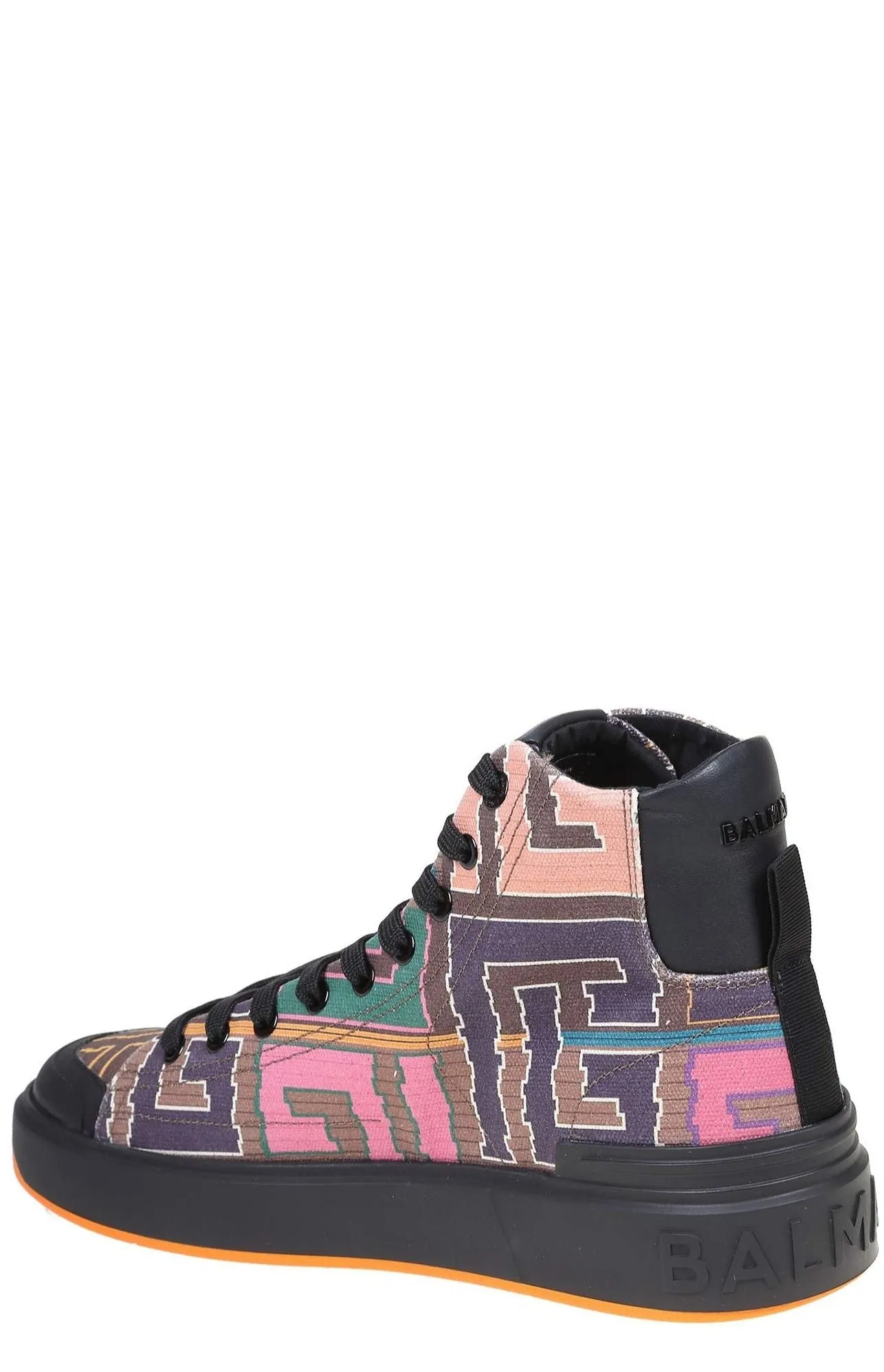 Balmain Monogram Pattern High-Top Sneakers