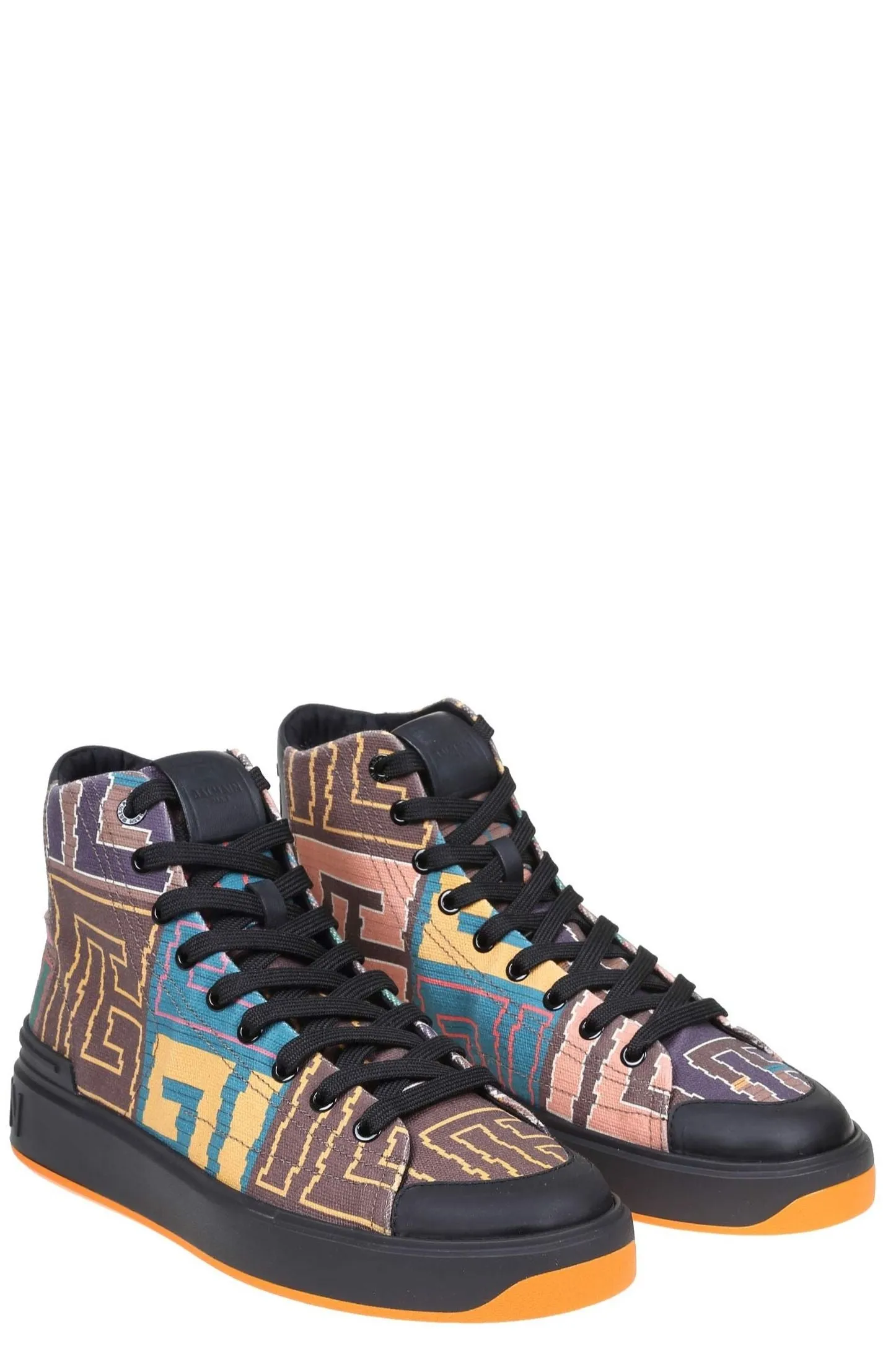 Balmain Monogram Pattern High-Top Sneakers