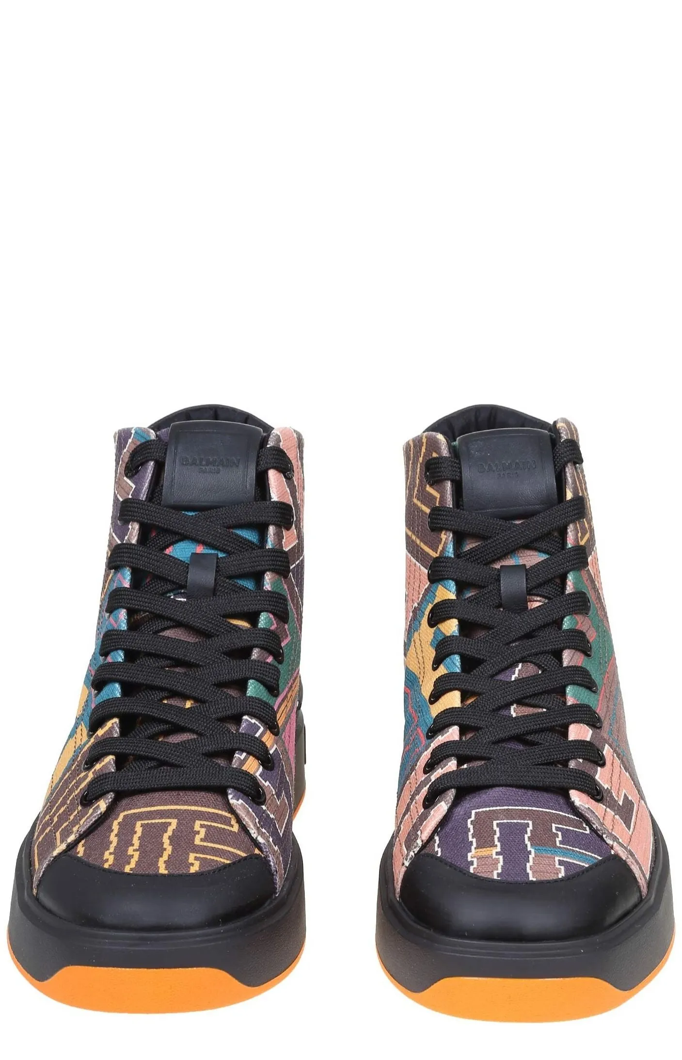 Balmain Monogram Pattern High-Top Sneakers