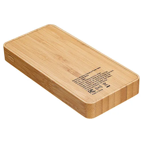 Bamboo 10000mAh Dual Port Power Bank with Wireless Charger