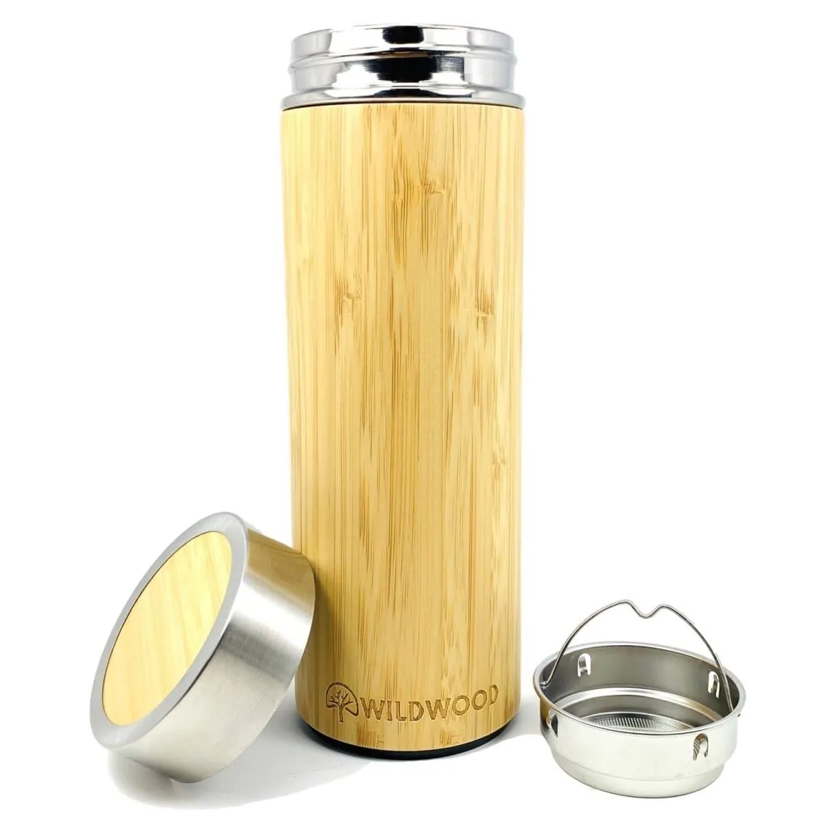 Bamboo Wood Insulated Drink Bottle with Tea Filter