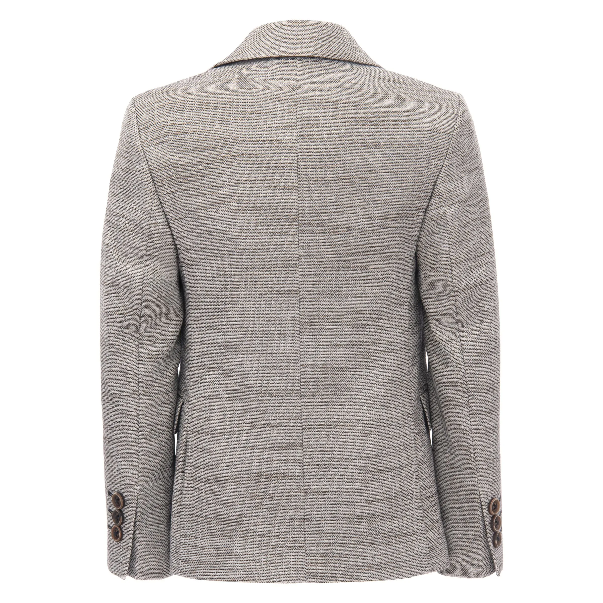 Beige Tweed Peak Lapel Blazer