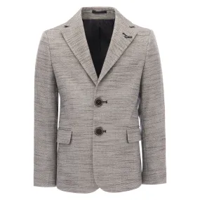 Beige Tweed Peak Lapel Blazer