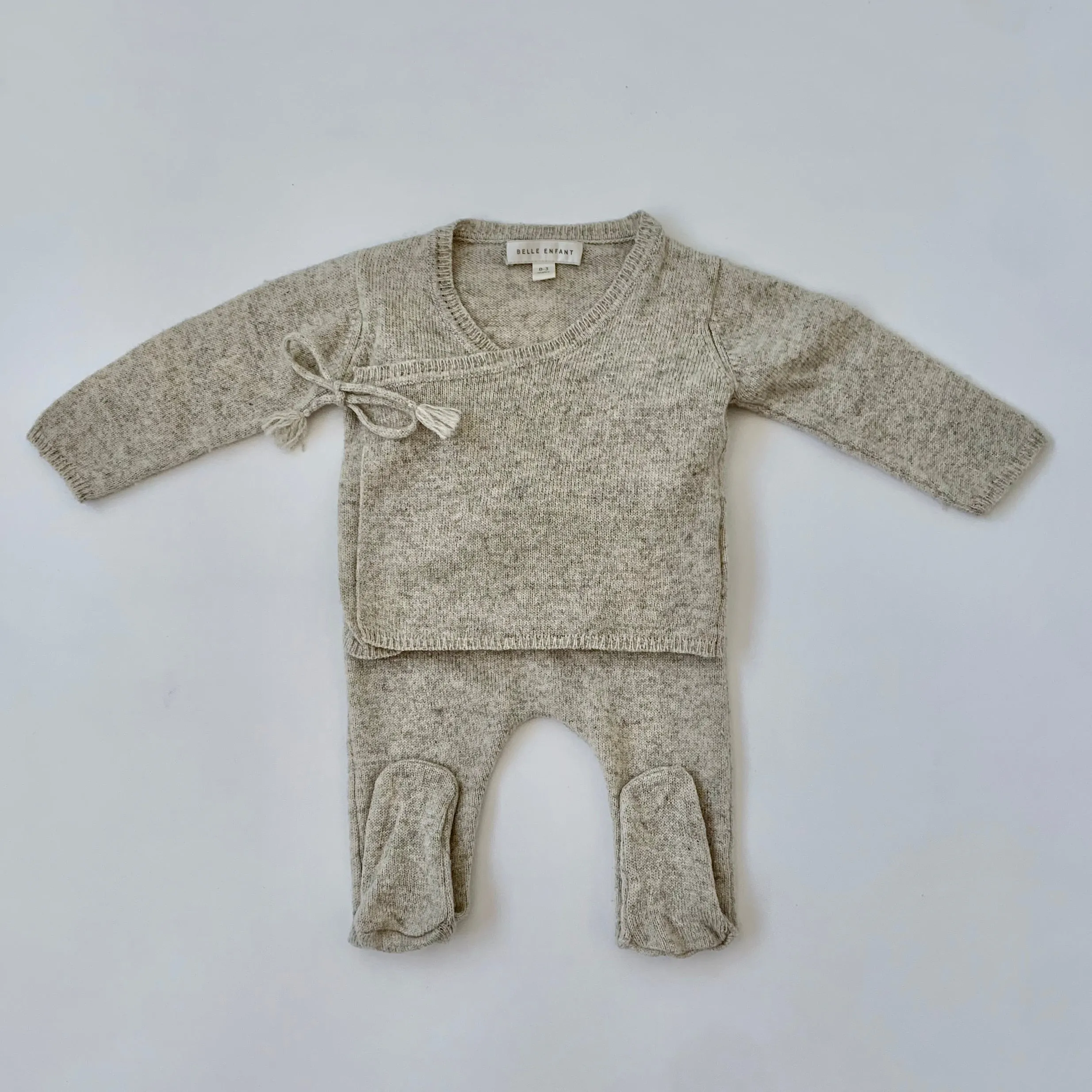 Belle Enfant Grey Cashmere Set: 0-3 Months