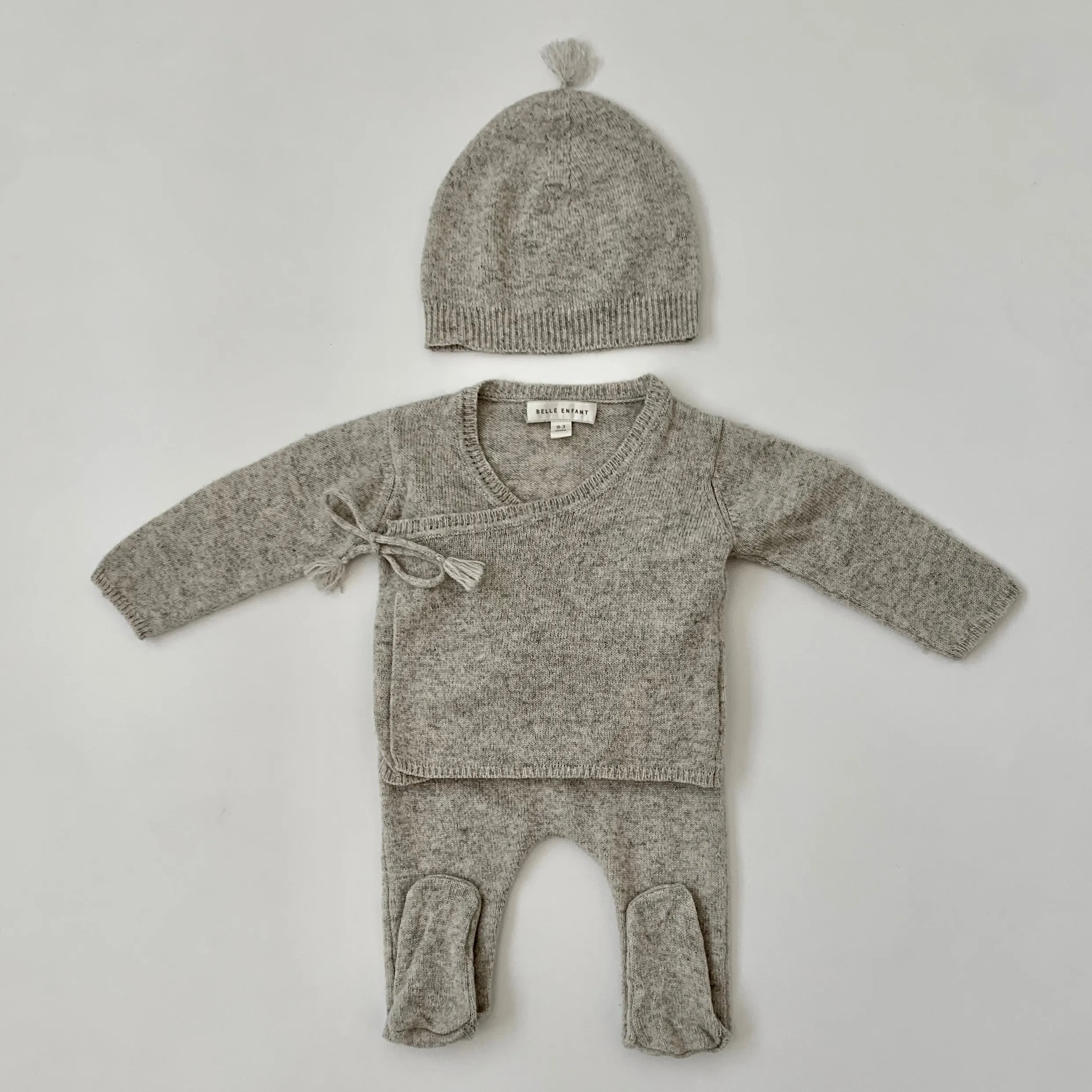 Belle Enfant Grey Cashmere Set: 0-3 Months