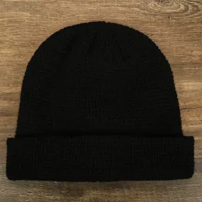 Black Fisherman Knit Cuffed Beanie