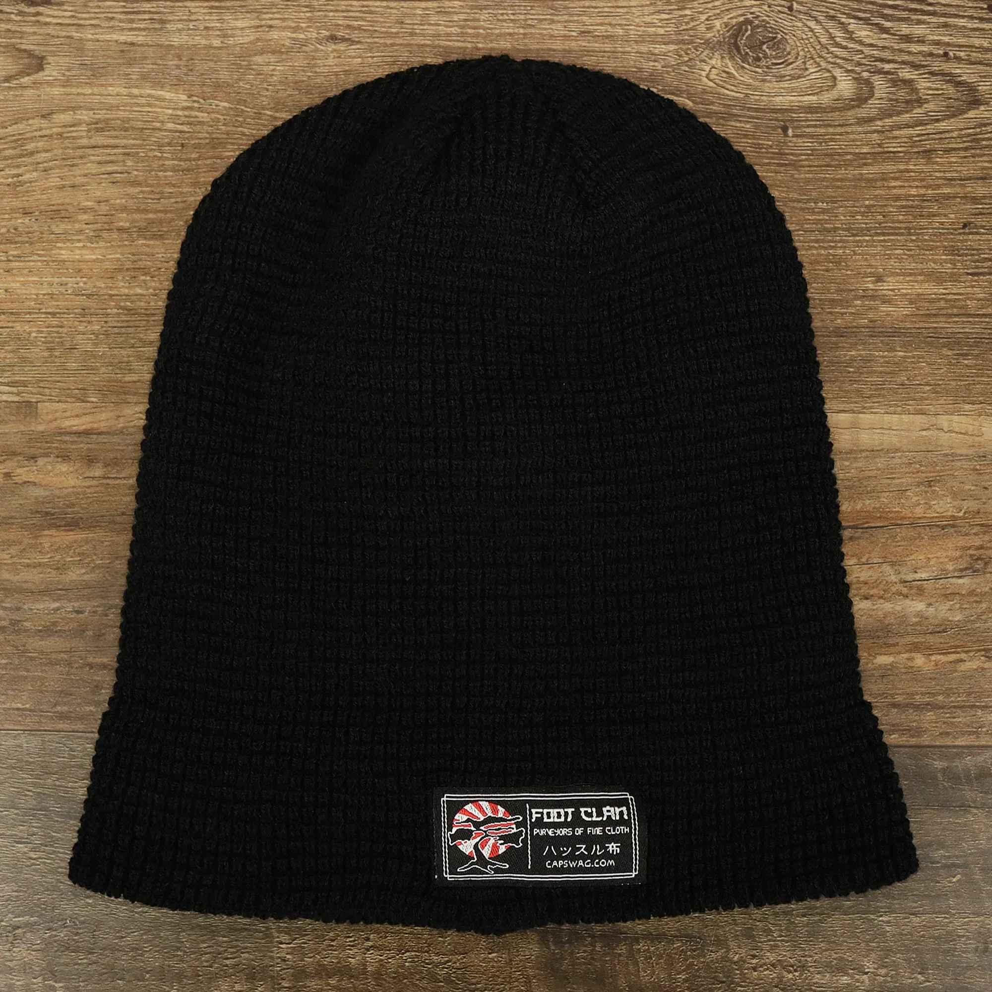 Black Fisherman Knit Cuffed Beanie