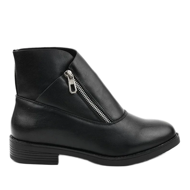 Black flat boots, insulated Chelsea boots 20195-1