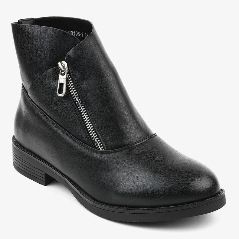 Black flat boots, insulated Chelsea boots 20195-1