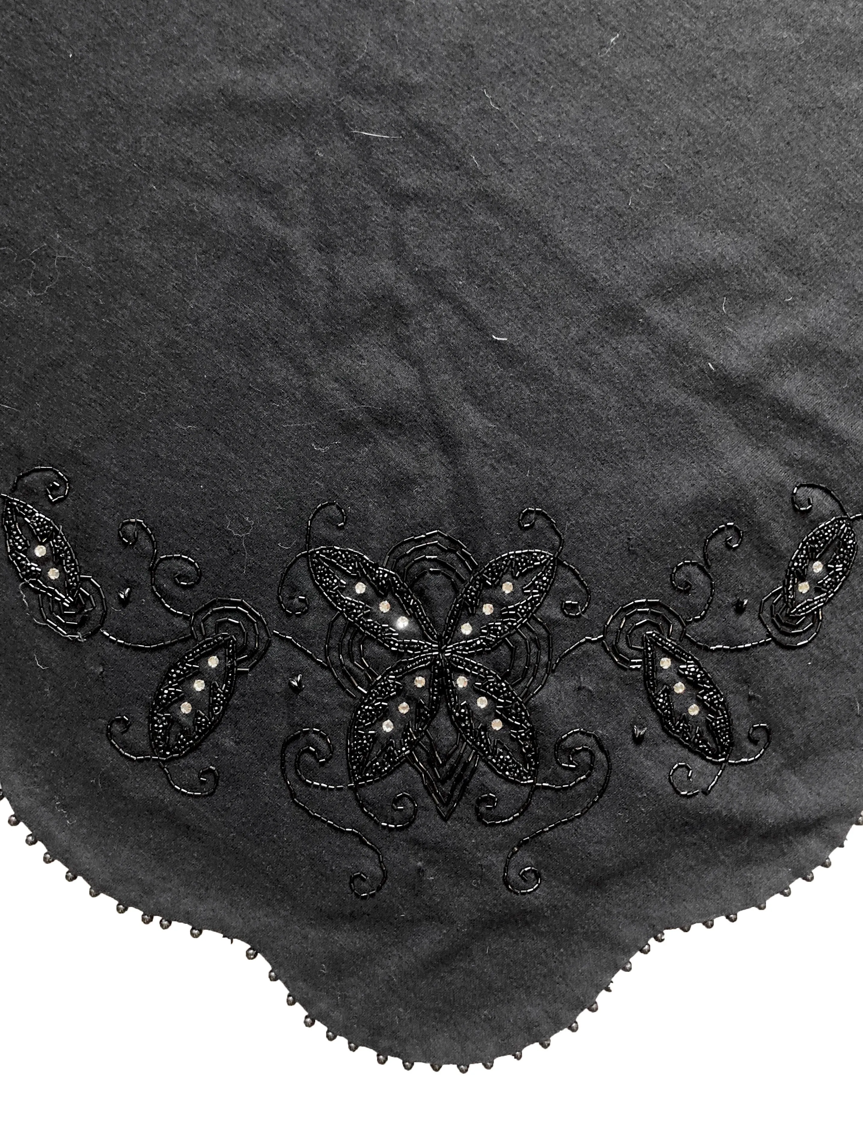 Black Scallop Edge Beaded Shawl