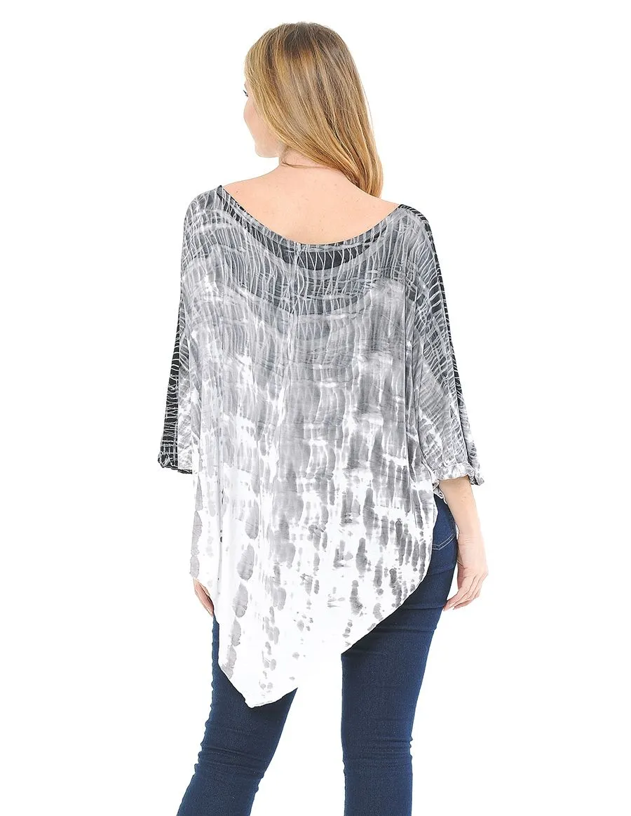 Black White Tie Dye Poncho