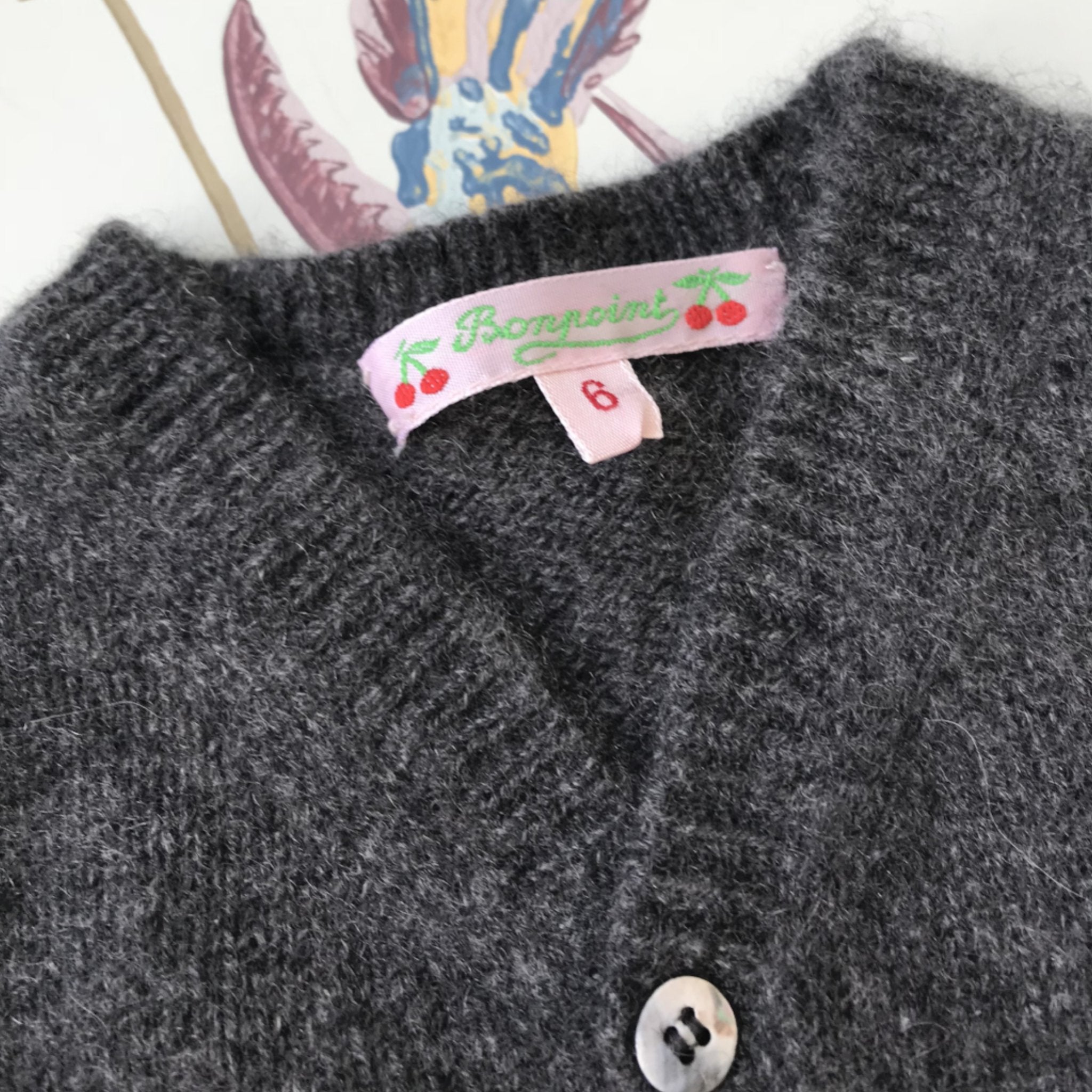 Bonpoint Grey Cashmere Cardigan