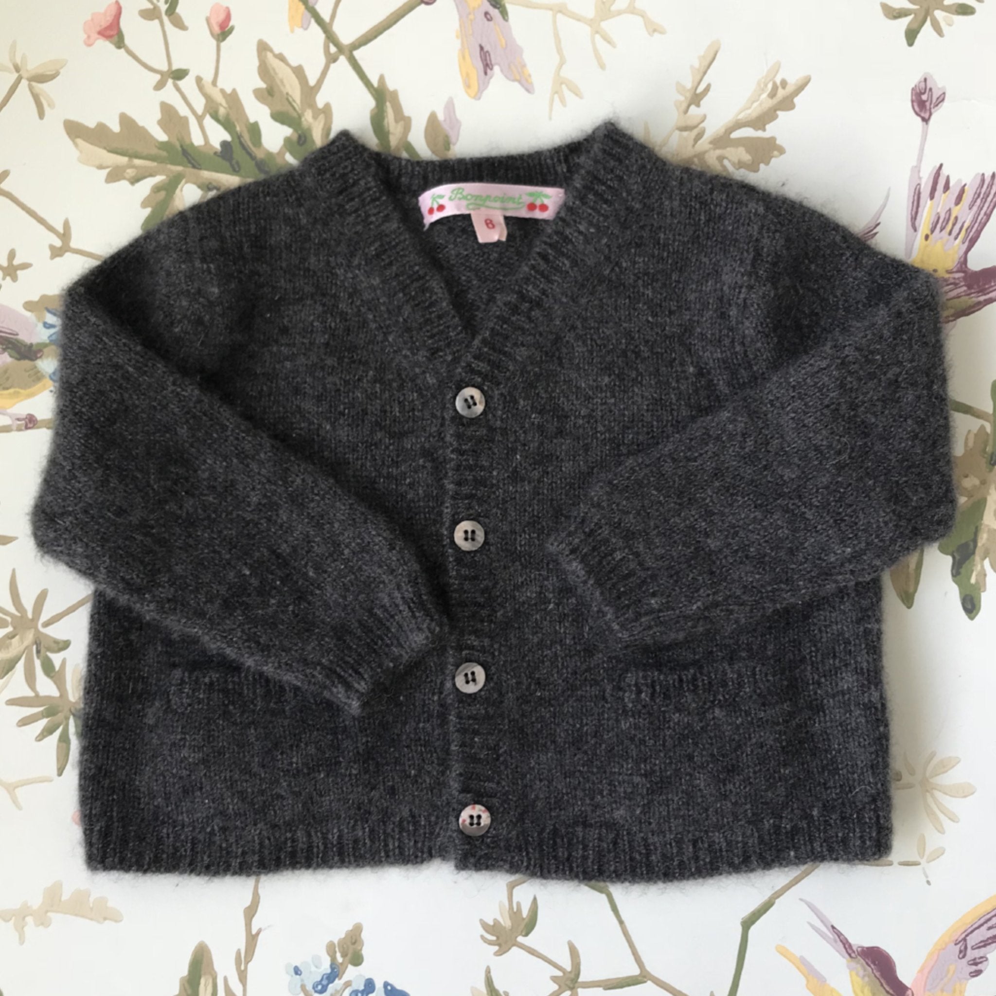 Bonpoint Grey Cashmere Cardigan