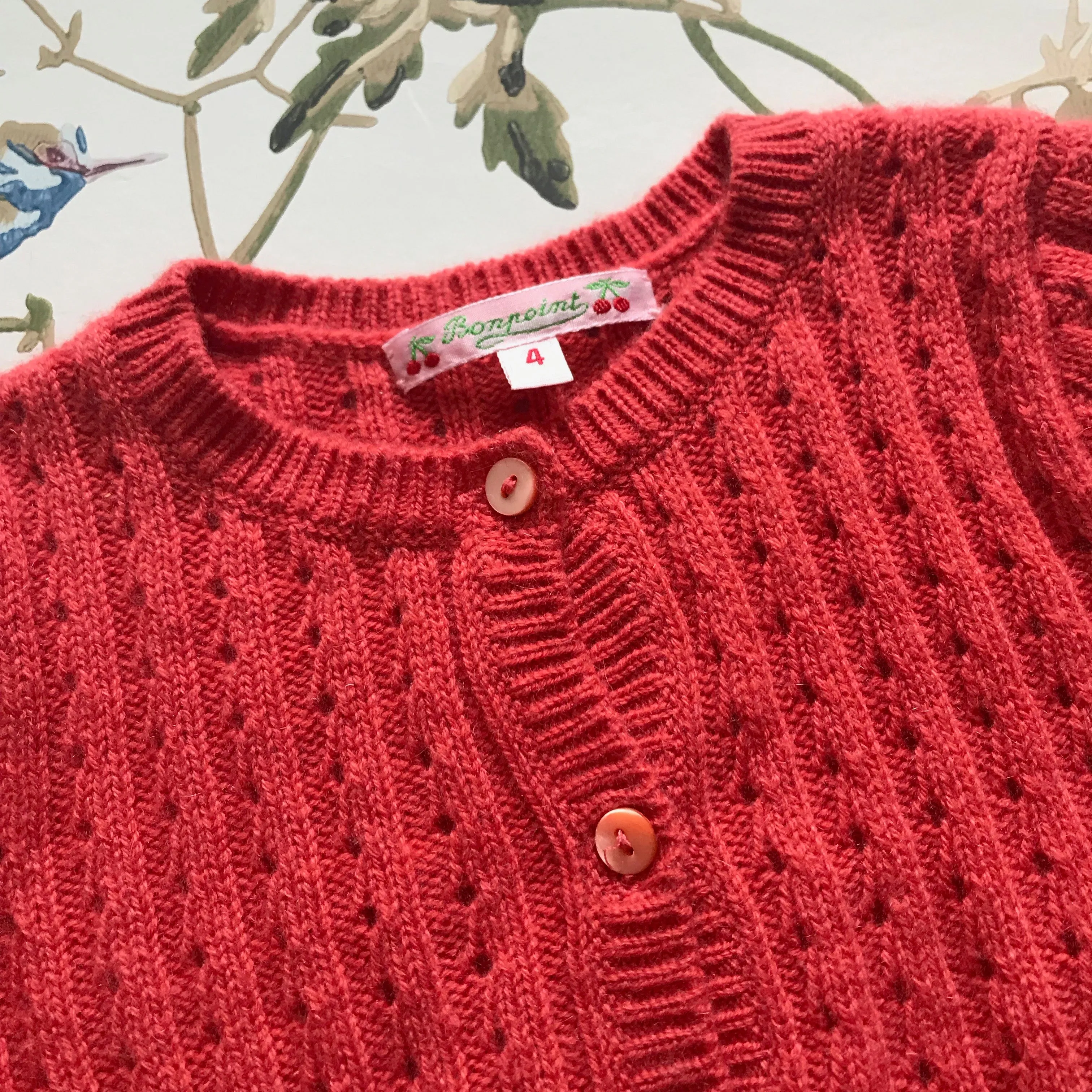 Bonpoint Raspberry Cashmere Cardigan