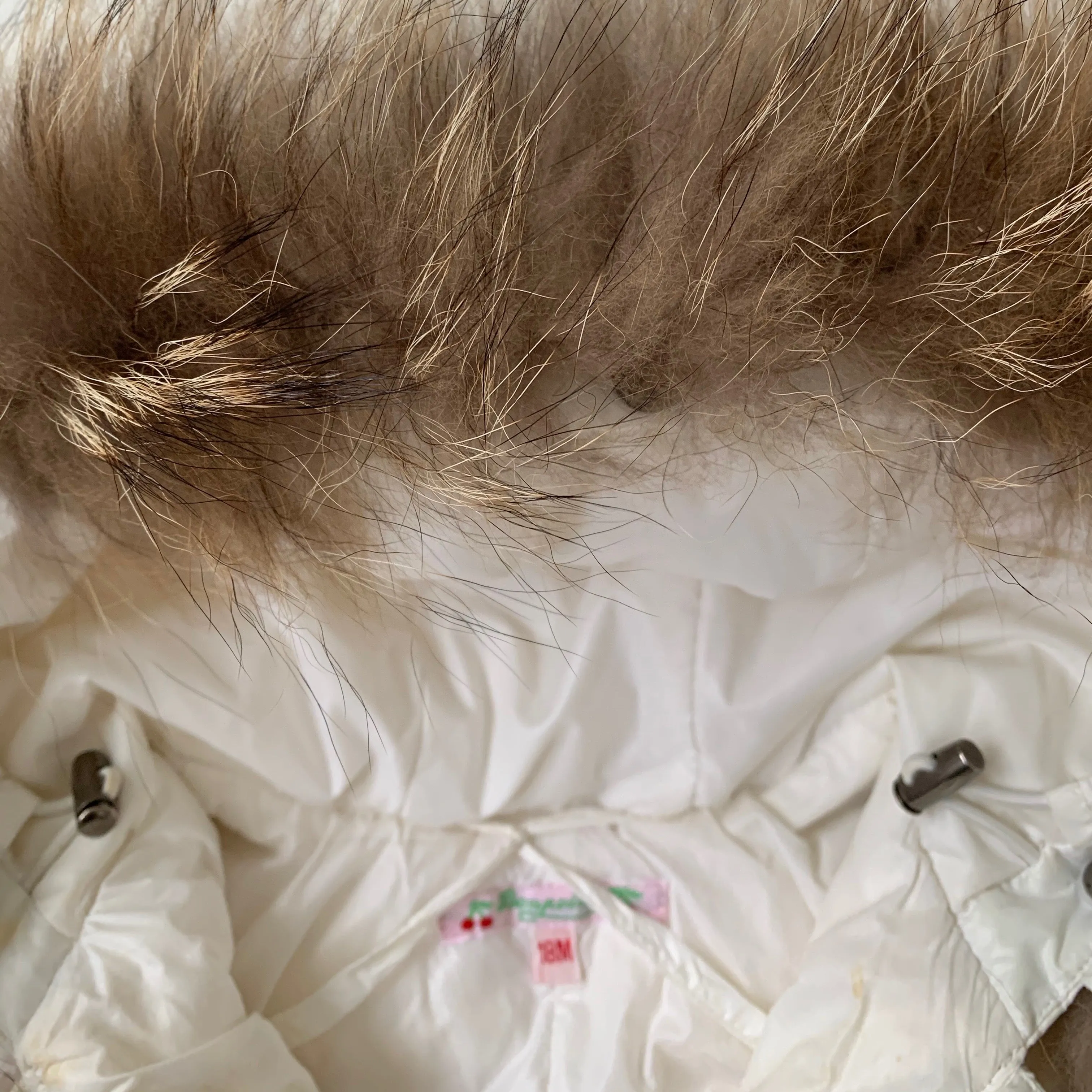 Bonpoint White Down Filled Snowsuit With Fur Trim