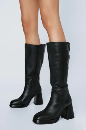 Boots | Premium Leather Knee High Platform Boots | NastyGal