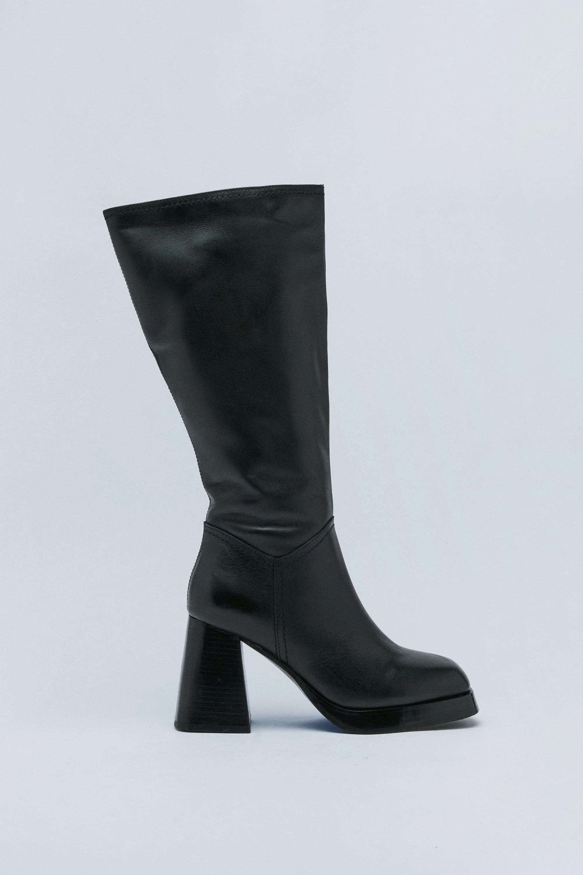 Boots | Premium Leather Knee High Platform Boots | NastyGal