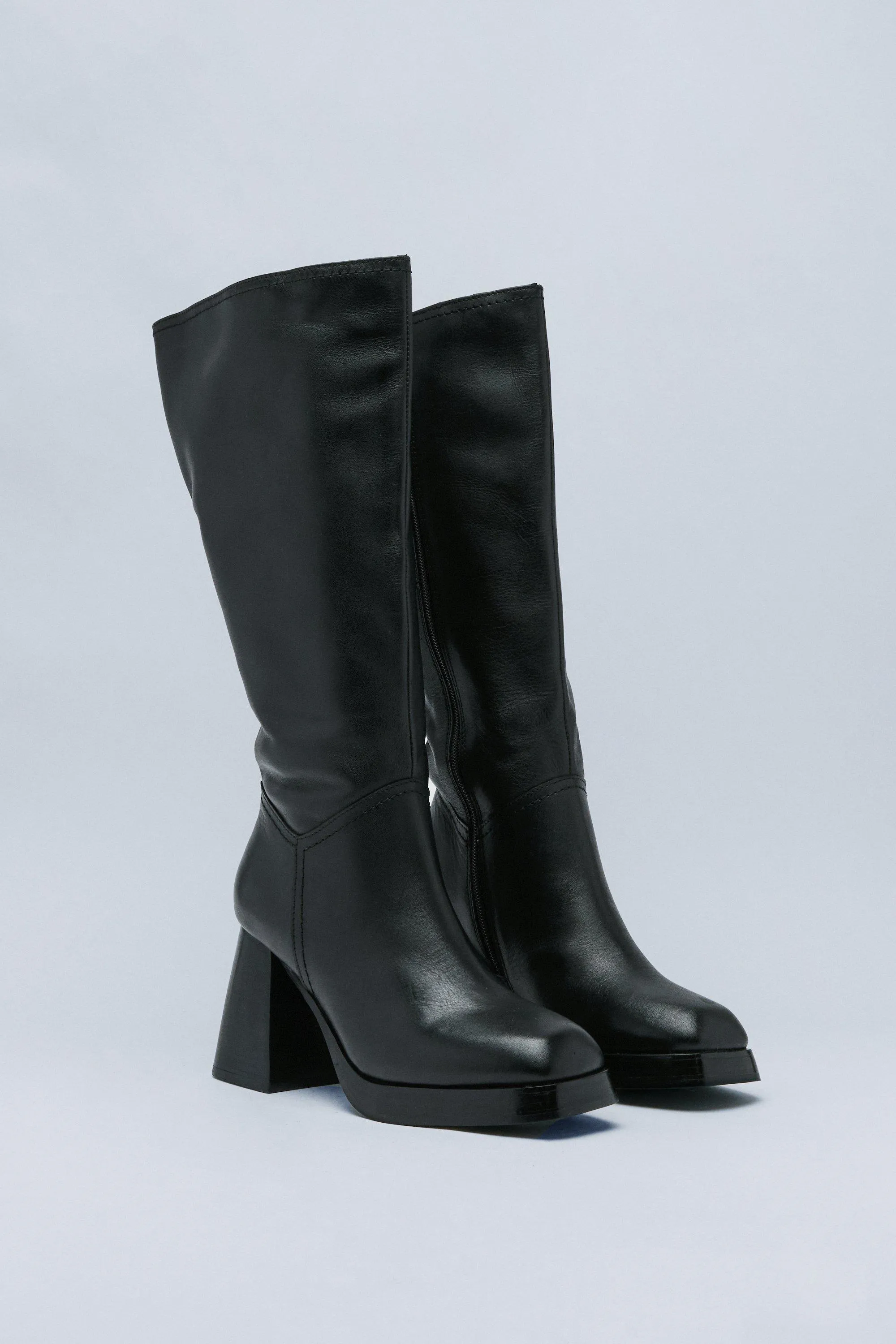 Boots | Premium Leather Knee High Platform Boots | NastyGal