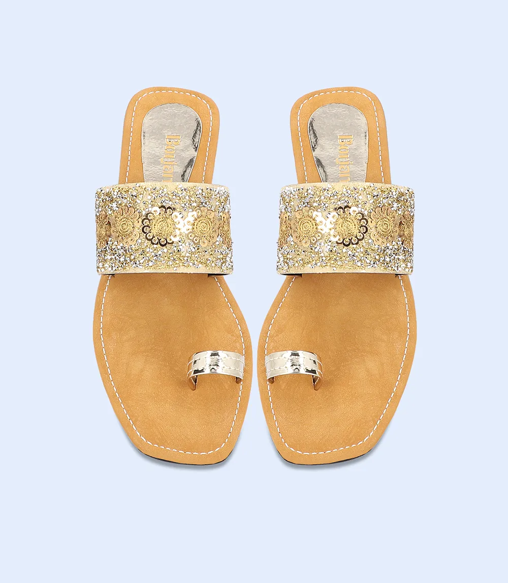 BW7468-GOLD-Women Casual Chappal