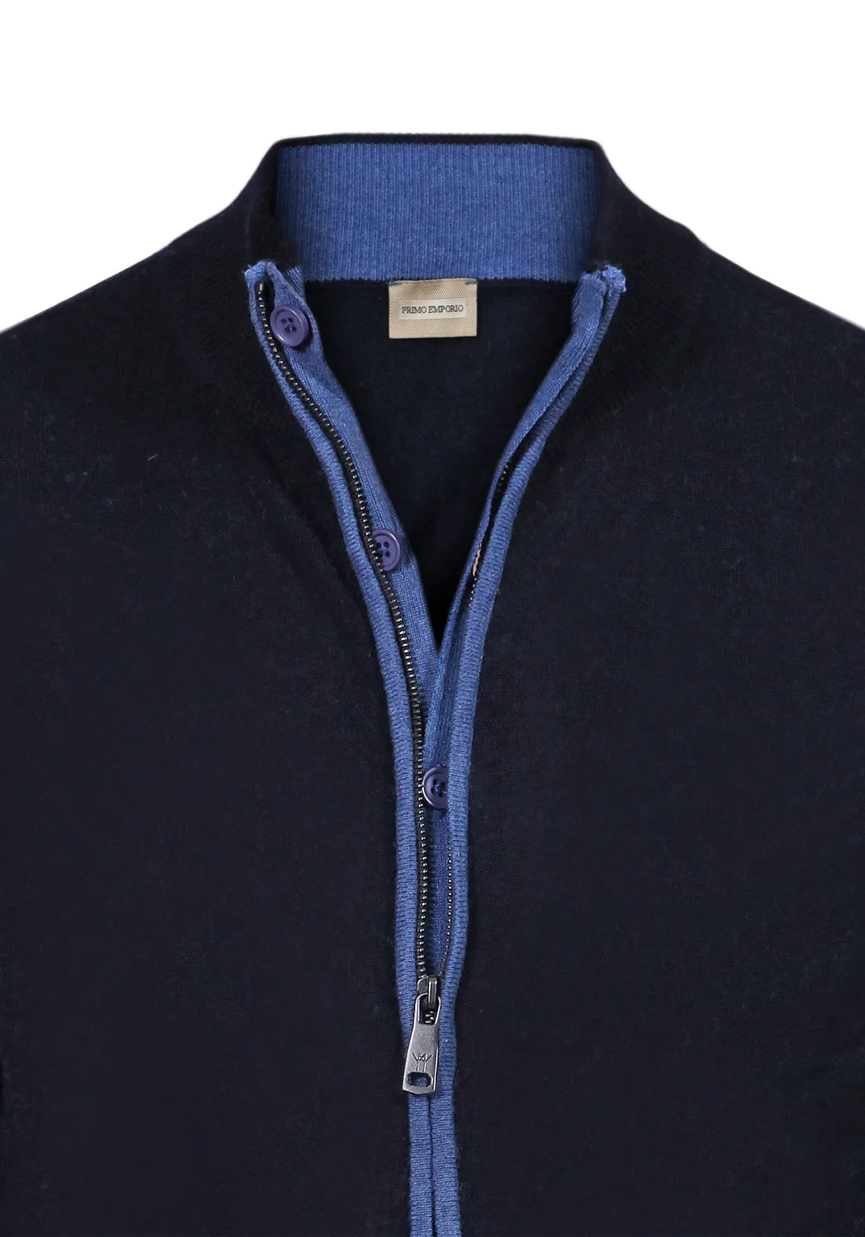 Cardigan con zip Intera contrasto colore - Blue