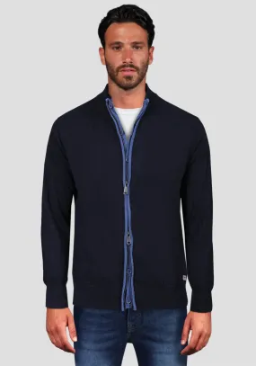 Cardigan con zip Intera contrasto colore - Blue