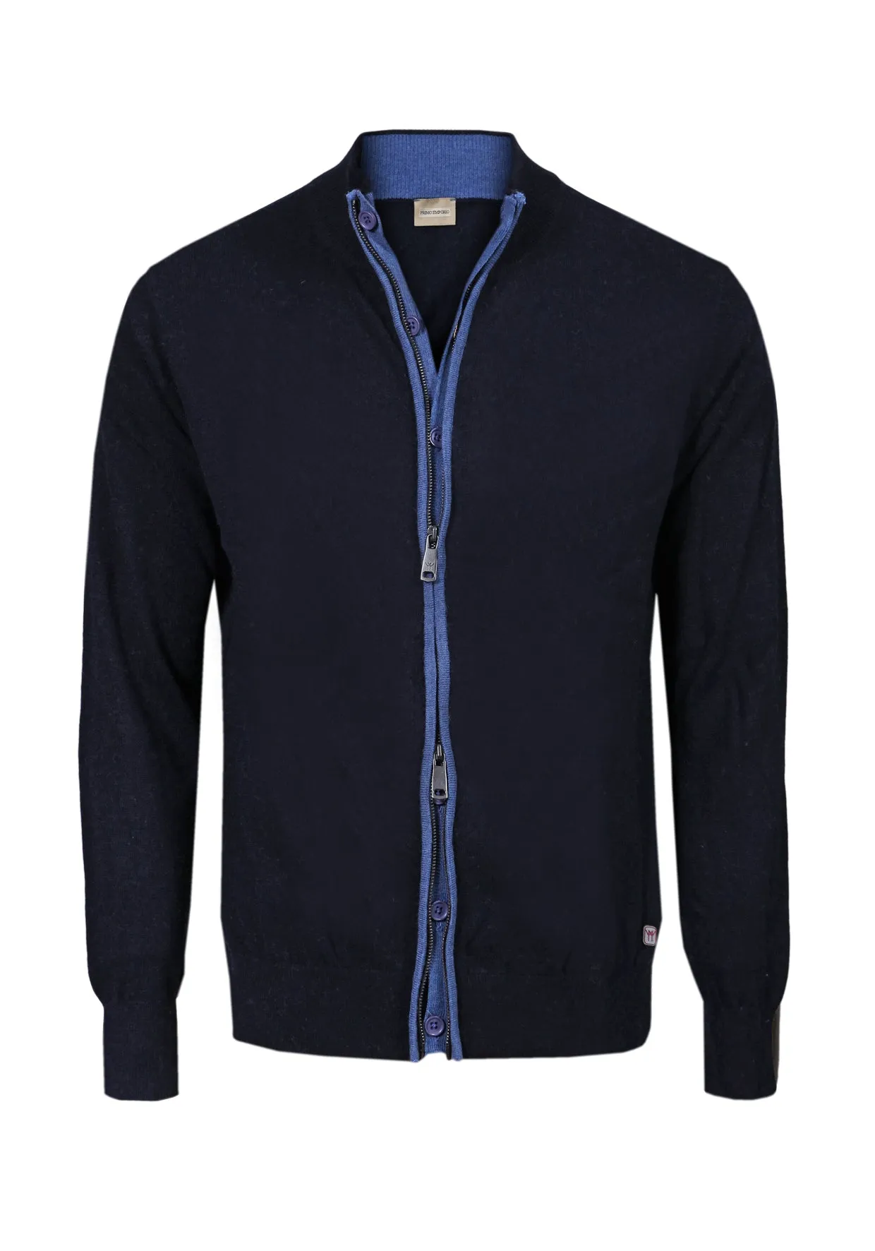 Cardigan con zip Intera contrasto colore - Blue