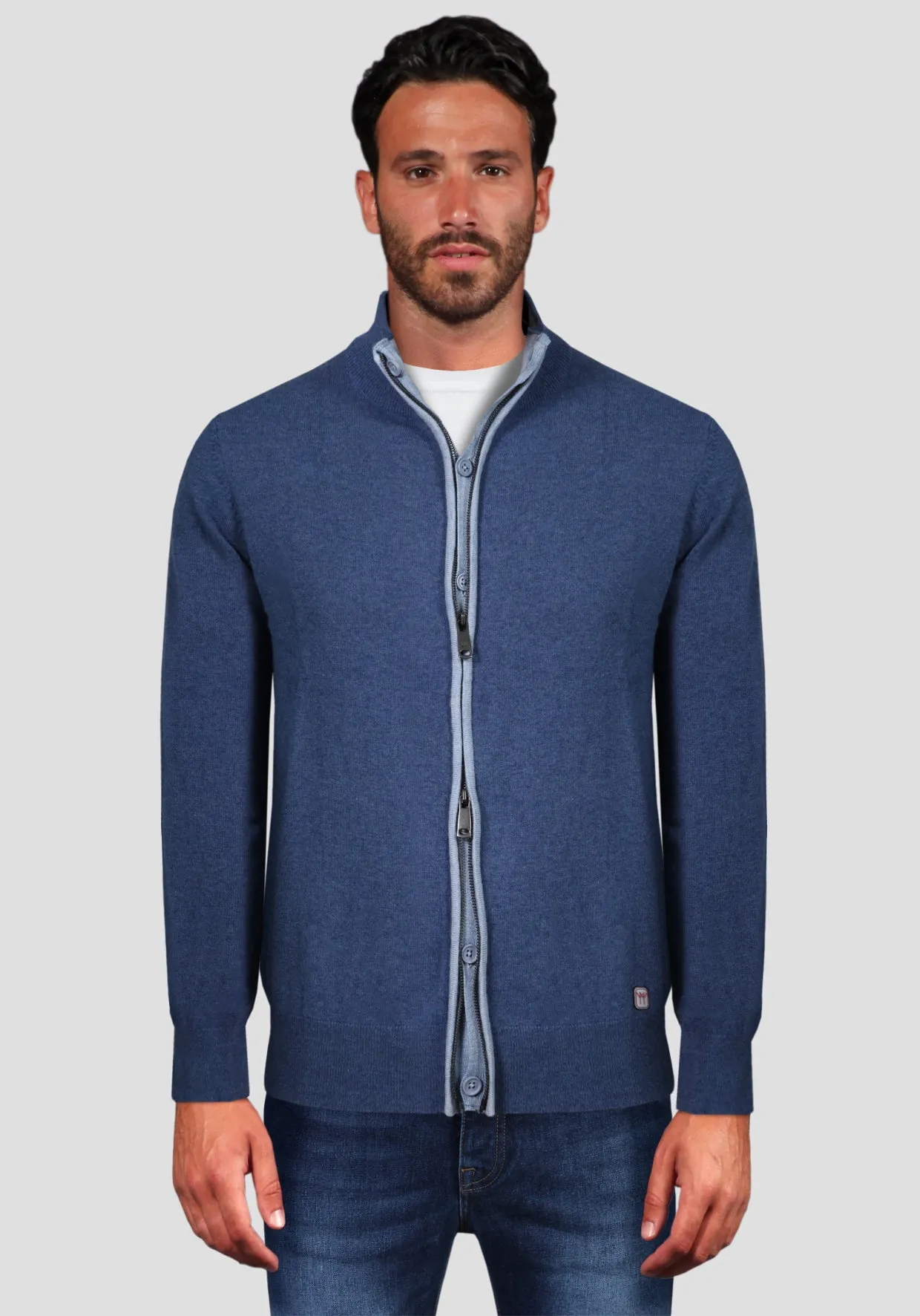 Cardigan con zip Intera contrasto colore - Jeans