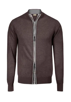 Cardigan con zip Intera contrasto colore - Moro