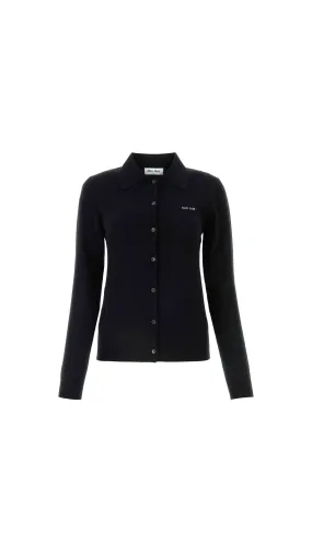 Cashmere Polo Cardigan - Black