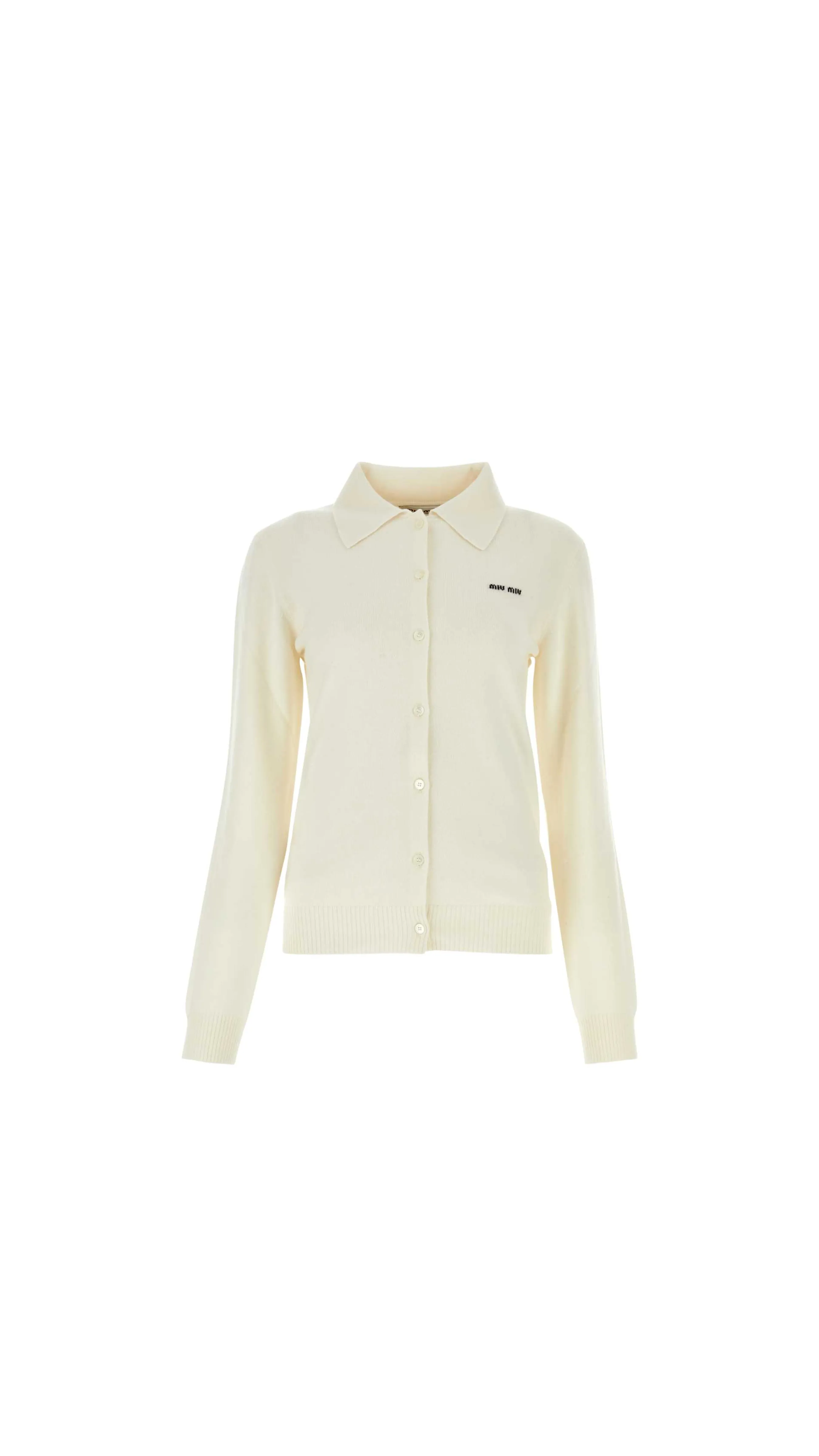 Cashmere Polo Cardigan - White