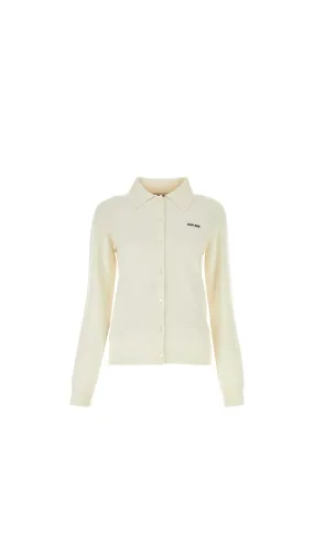 Cashmere Polo Cardigan - White