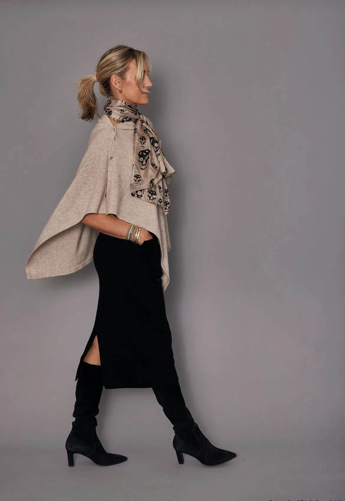 Cashmere Poncho Light Beige | Millet Back in Stock