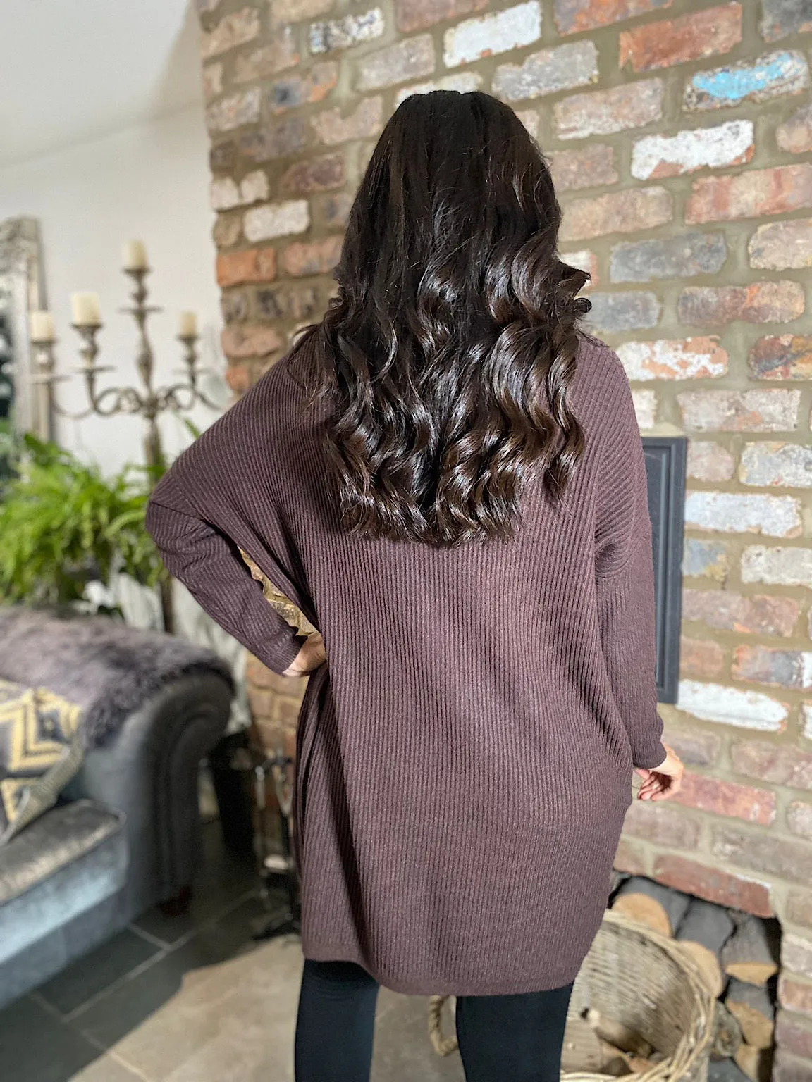 Chocolate Ribbed V Neck Knit Victoria