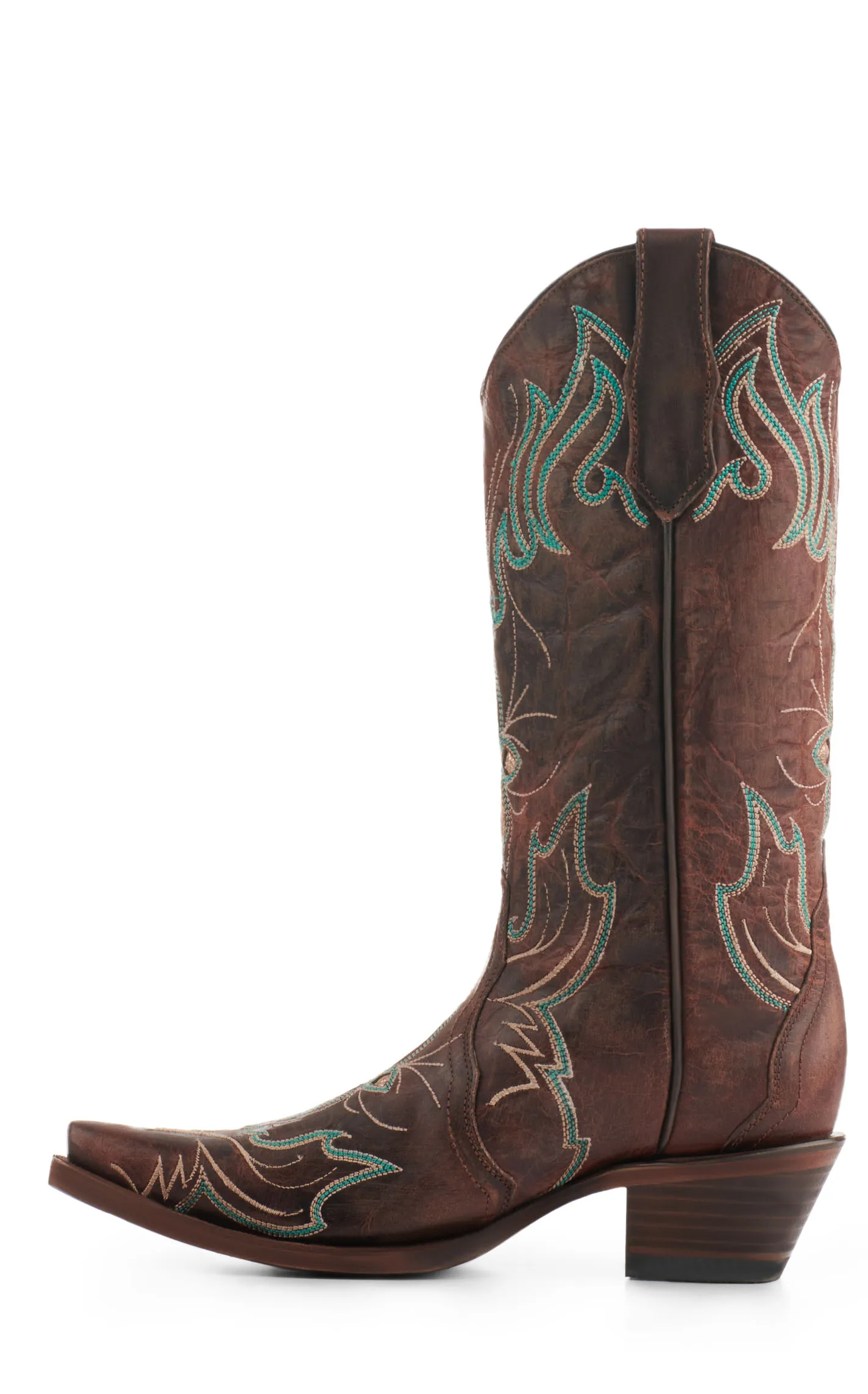 Circle G by Corral Women's Brown with Gold Inlay Snip Toe Cowboy Boots