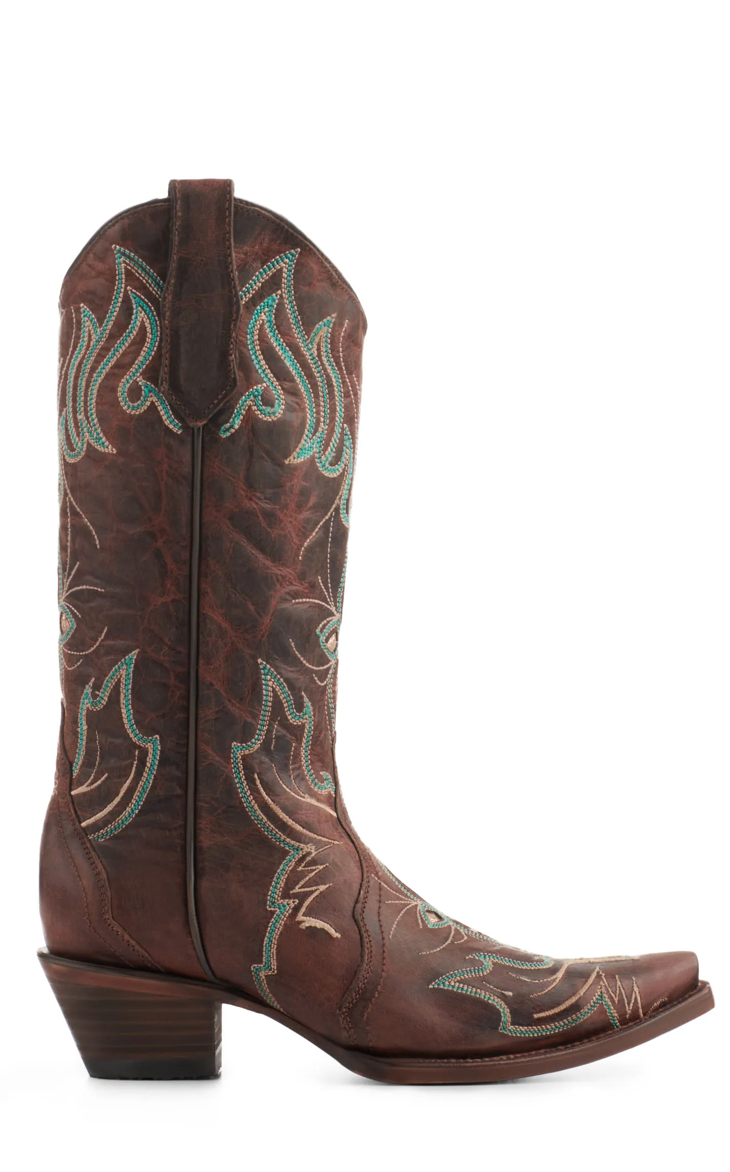 Circle G by Corral Women's Brown with Gold Inlay Snip Toe Cowboy Boots